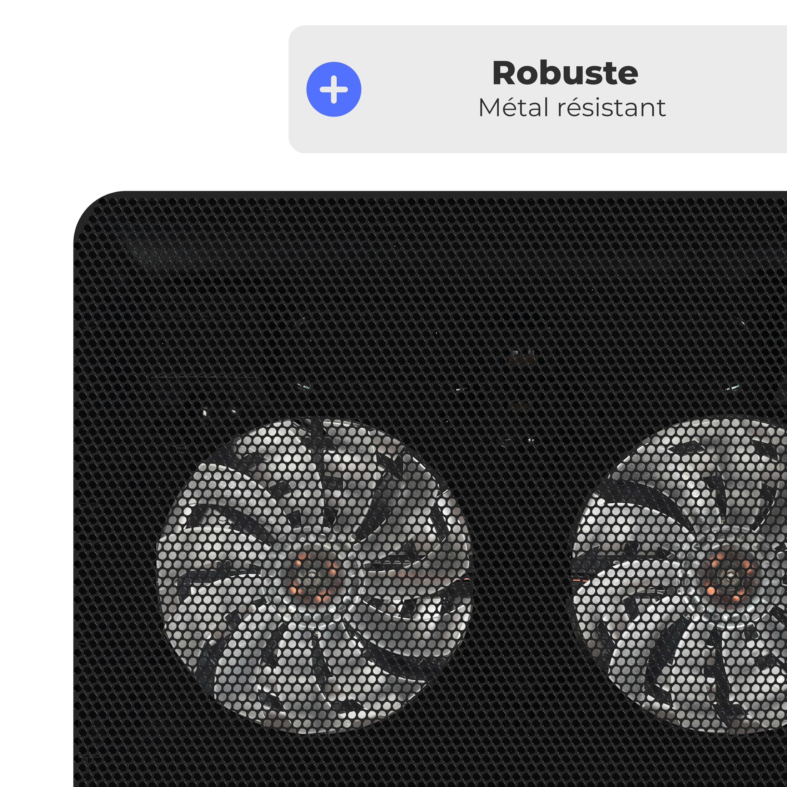 Support Ventilé pour Ordinateur Portable 12"-17", 2 Ventilateurs Silencieux LED Bleue, Structure Métal Résistante, Hauteur Réglable