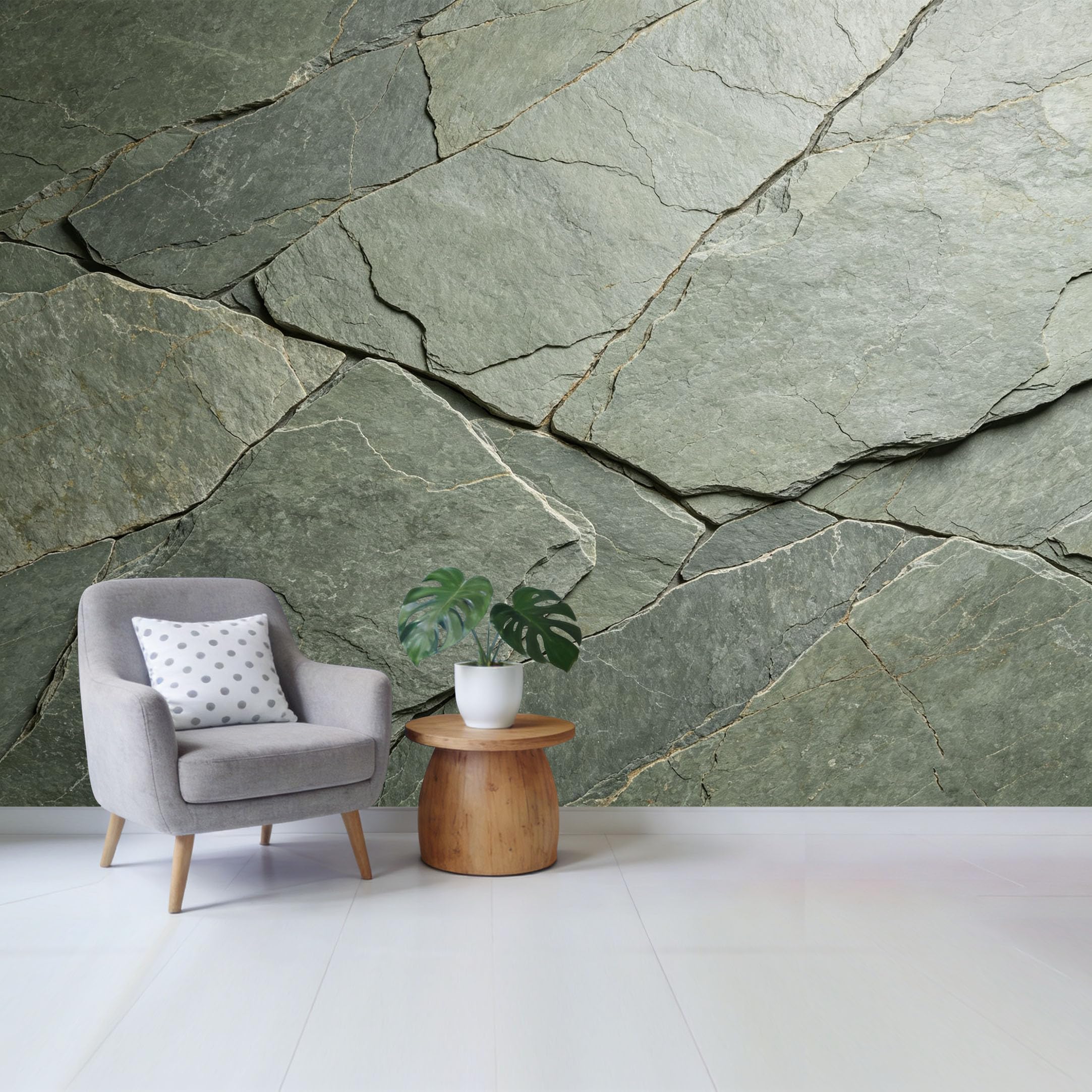 Qzlithotic Yq2605250509 Custom Size Wall Mural Grey Slate Stone Texture Modern Minimalist 3D Rock Surface Selfadhesive Wall Fabric Removable Wallpaper For Home Office Decor