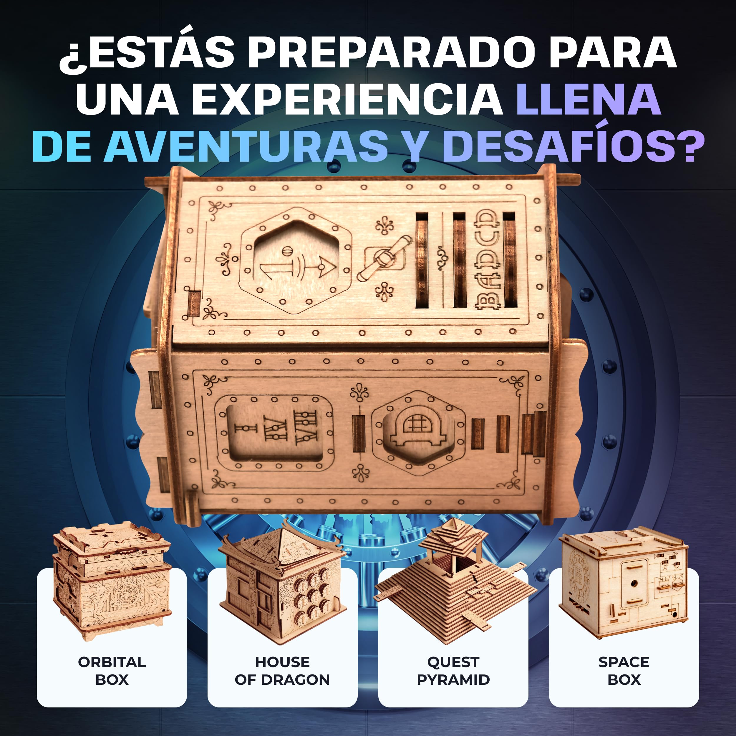 ESC Welt Fort Knox Pro - Сaja Rompecabezas de Madera con Compartimentos Ocultos para Adolescentes - Caja Secreta para Jugar en Familia - Caja Escape Room para Fanáticos de los Rompecabezas