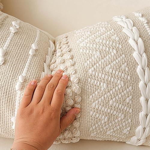 Miniatura 3 de BlissBlush Funda de almohada lumbar decorativa gris de 14 x 36 pulgadas, almohada larga bohemia para cama, funda de almohada lumbar, cojín lumbar