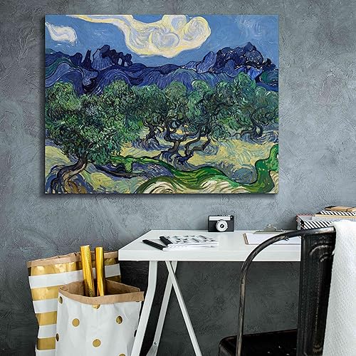 Miniatura 5 de Epic Graffiti Lienzo decorativo para pared, diseño de Vincent Van Gogh, "Los olivos" de Vincent Van Gogh, 34 x 26 pulgadas