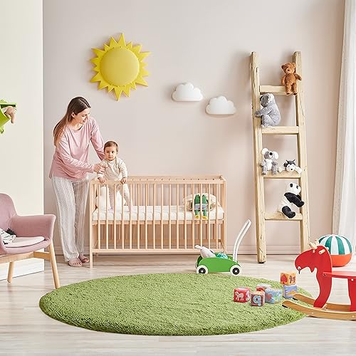 Miniatura 5 de GKLUCKIN Alfombra redonda de 4 pies, alfombra circular suave y esponjosa para dormitorio, guardería, habitación de los niños, decoración del hogar