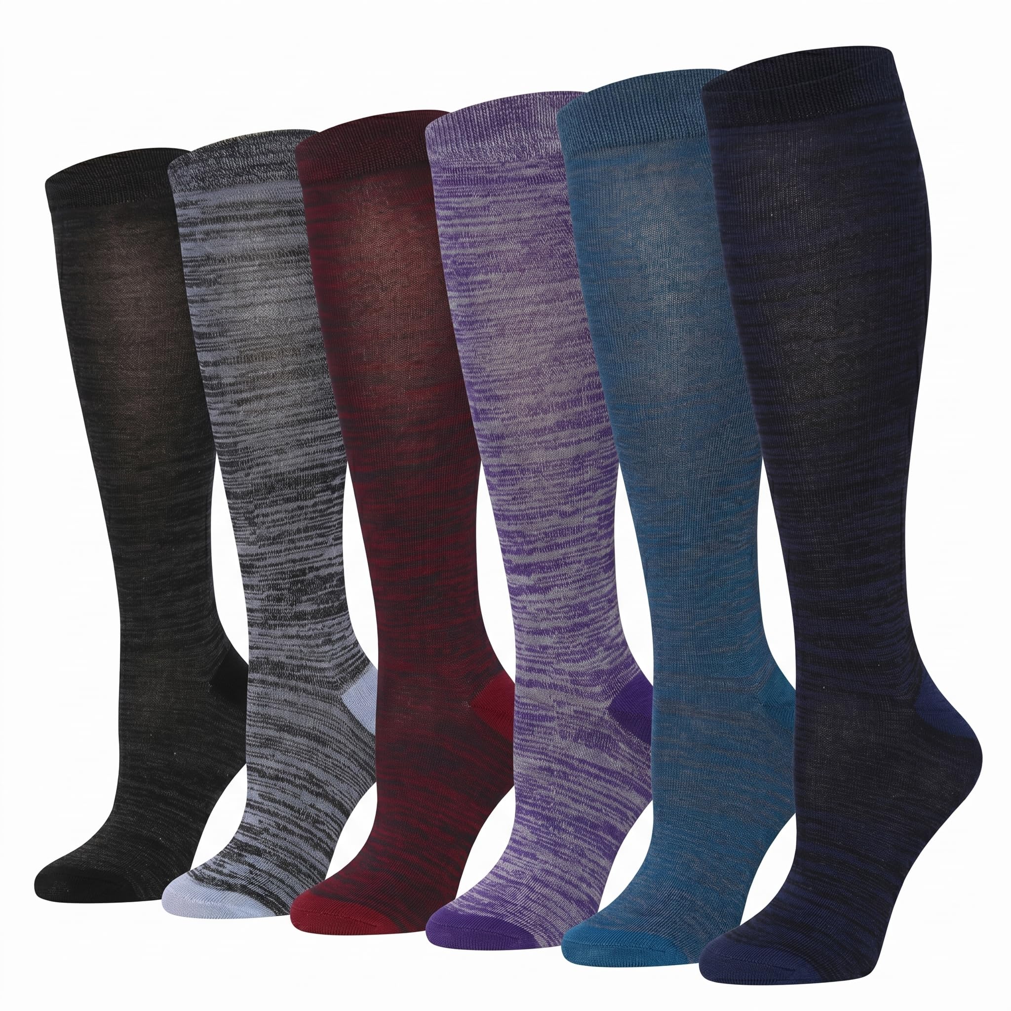 Tipi Toe Women’s Knee High Socks 6 Pack – Colorful Funky Patterned Long Socks, Soft &amp; Comfortable Everyday Wear