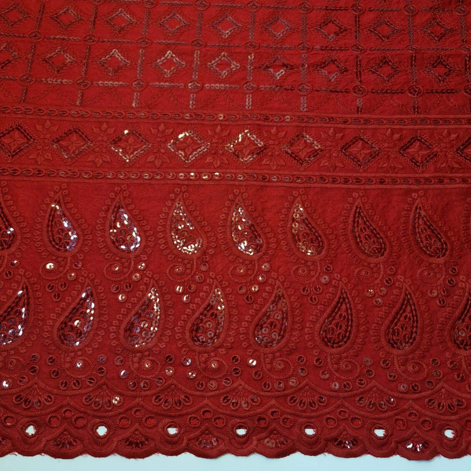 New Spring Soft Poly Cotton Broderie Anglaise Sequin Anglias Hole Border Craft Dress Fabric 44", 112 cm Wide Sold As Pre - Image 2