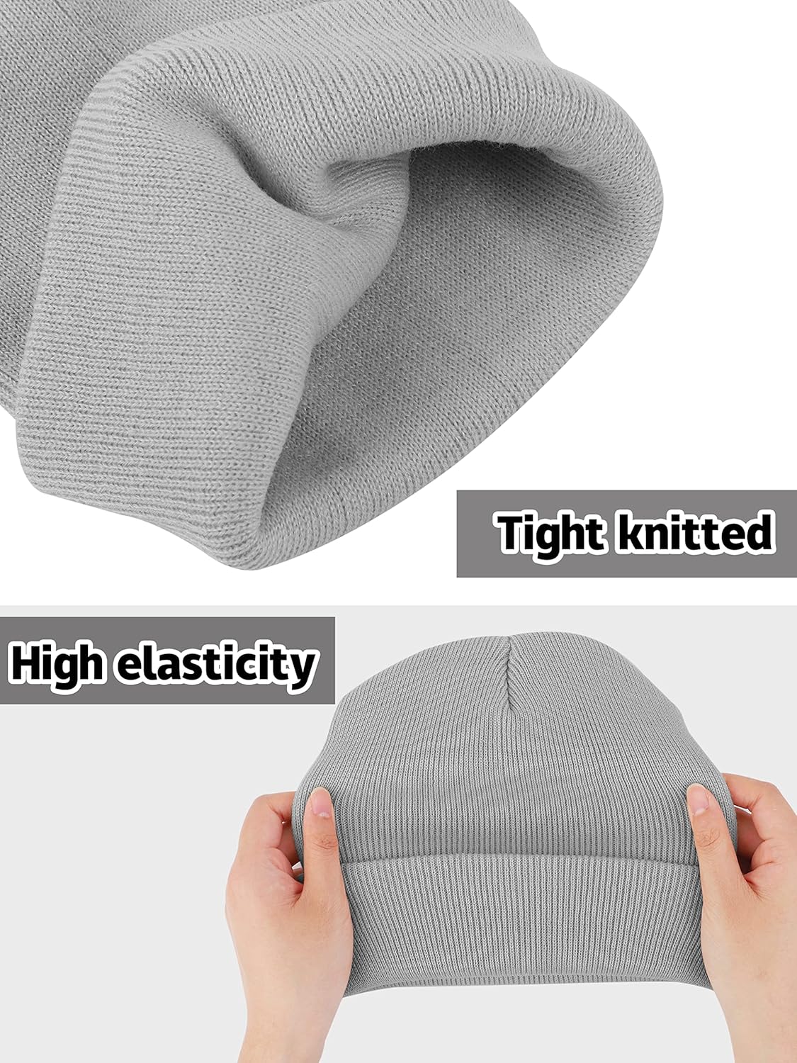 4 Pack Knit Skull Beanie Hats Adult Winter Warm Hats Cozy Knitted Ski Cap Cuffed Stretchy Beanie Hats for Men Women - Image 5