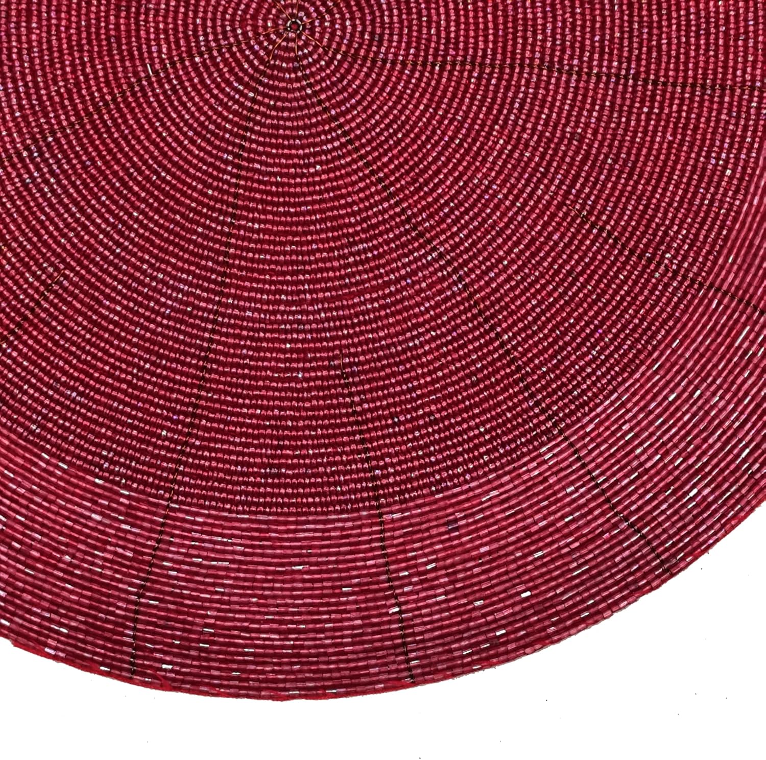 Lightnpro Beaded Placemats Set of 4-13 Inch Round Handmade Glitz Table Chargers/Charger Plates - Decorative Farmhouse Dining Table Mats for Holiday Parties, Weddings, Events & Home Décor - Maroon