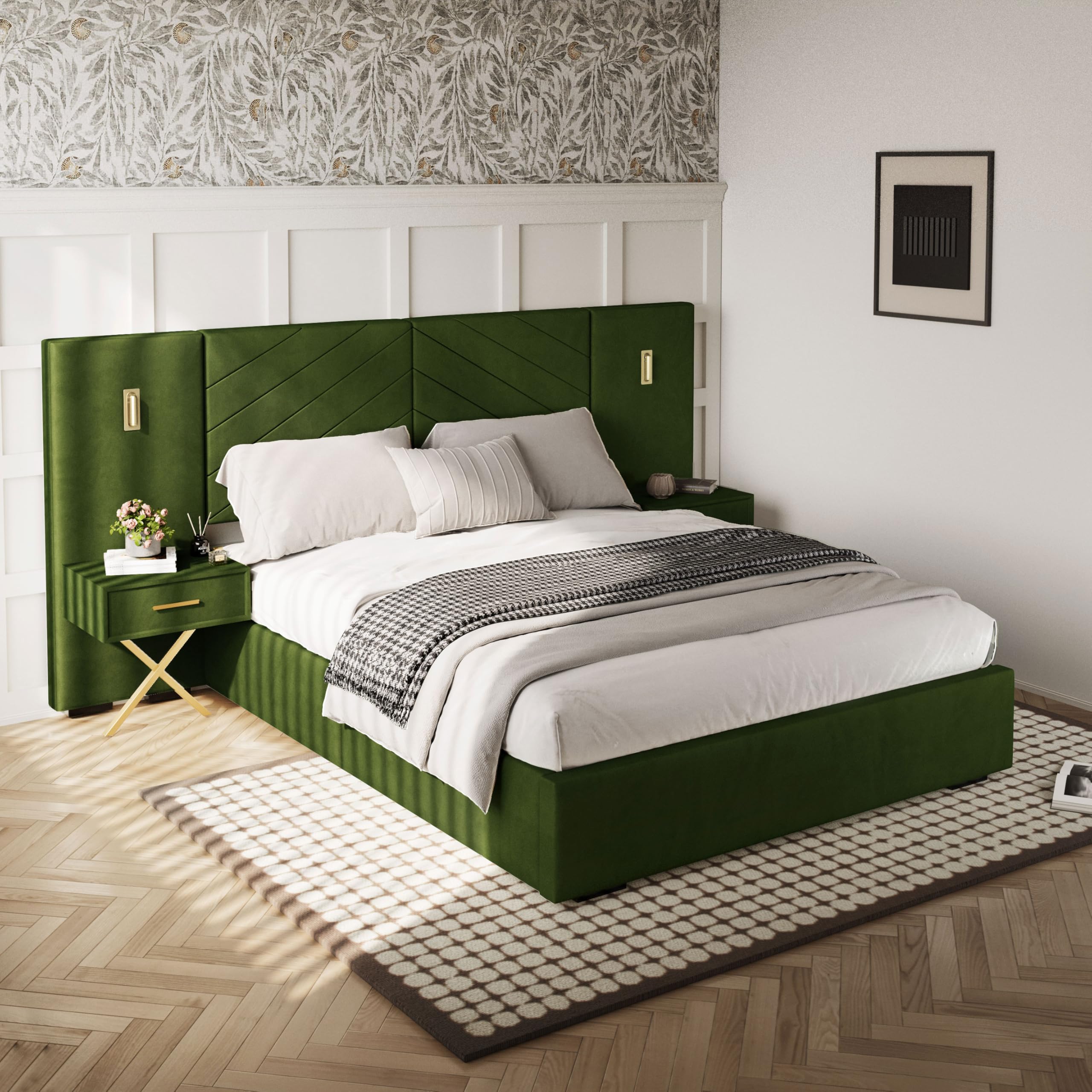 Amazon.com: DEINPPA Luxury Queen Bed Frame with Built-in Gold LED