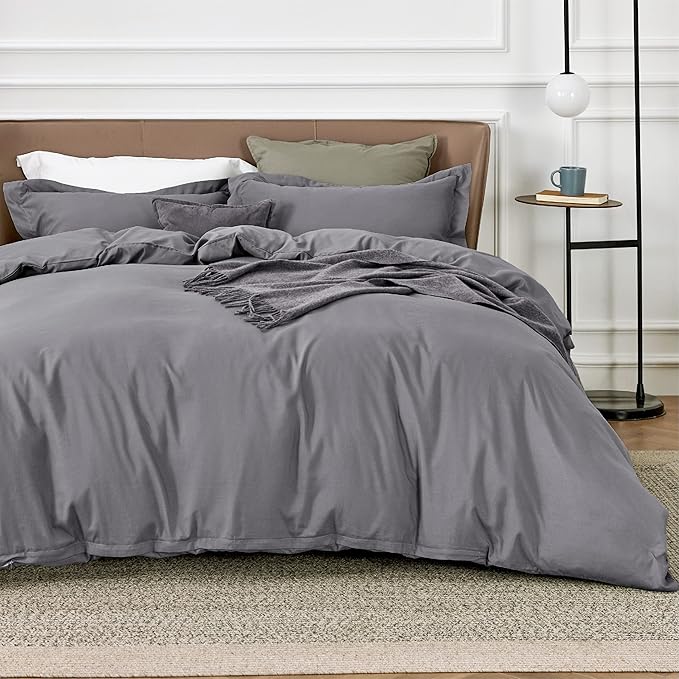 Bedsure Grey Duvet Covers King Size Soft Brushed Microfiber 3 Pieces
