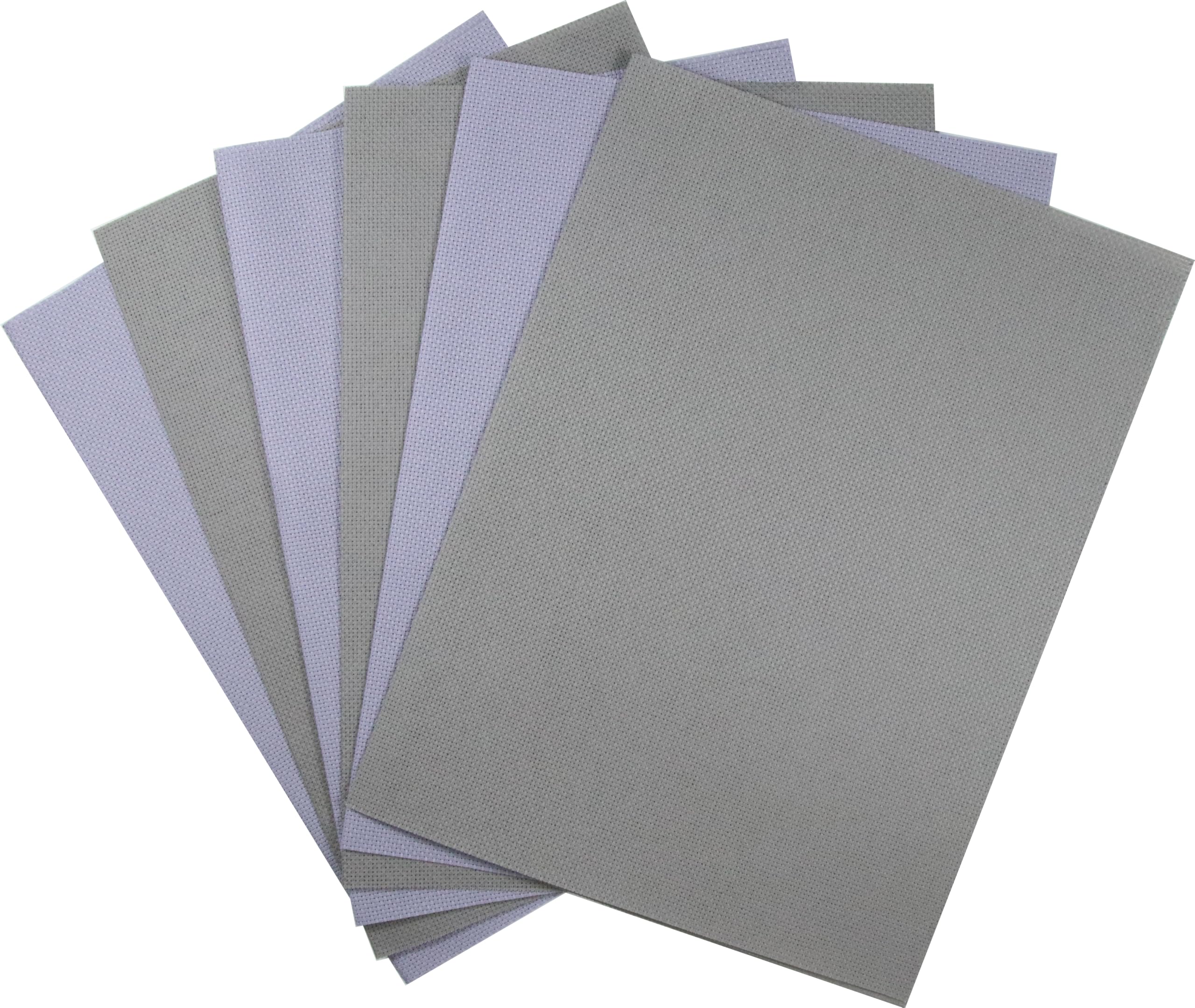 KCS 4/6 pc of 12" x 18"(30cmx45cm) 16 Count Cotton Aida Cloth Cross Stitch Fabric (6 pc,Light Steel Grey+Medium Grey)