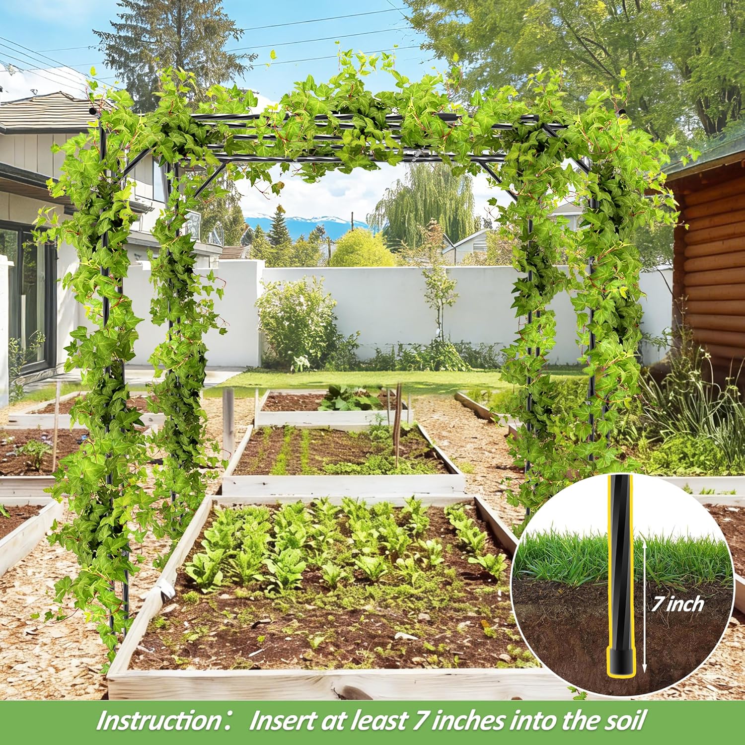Grape Vine Trellis - Cucumber Trellis Size: 118 * 78.5 * 90.5 inches - Large Outdoor Garden Arch Trellis, Used for Outdoor Climbing of Plants, Courtyard and Garden Decoration of Pavilions