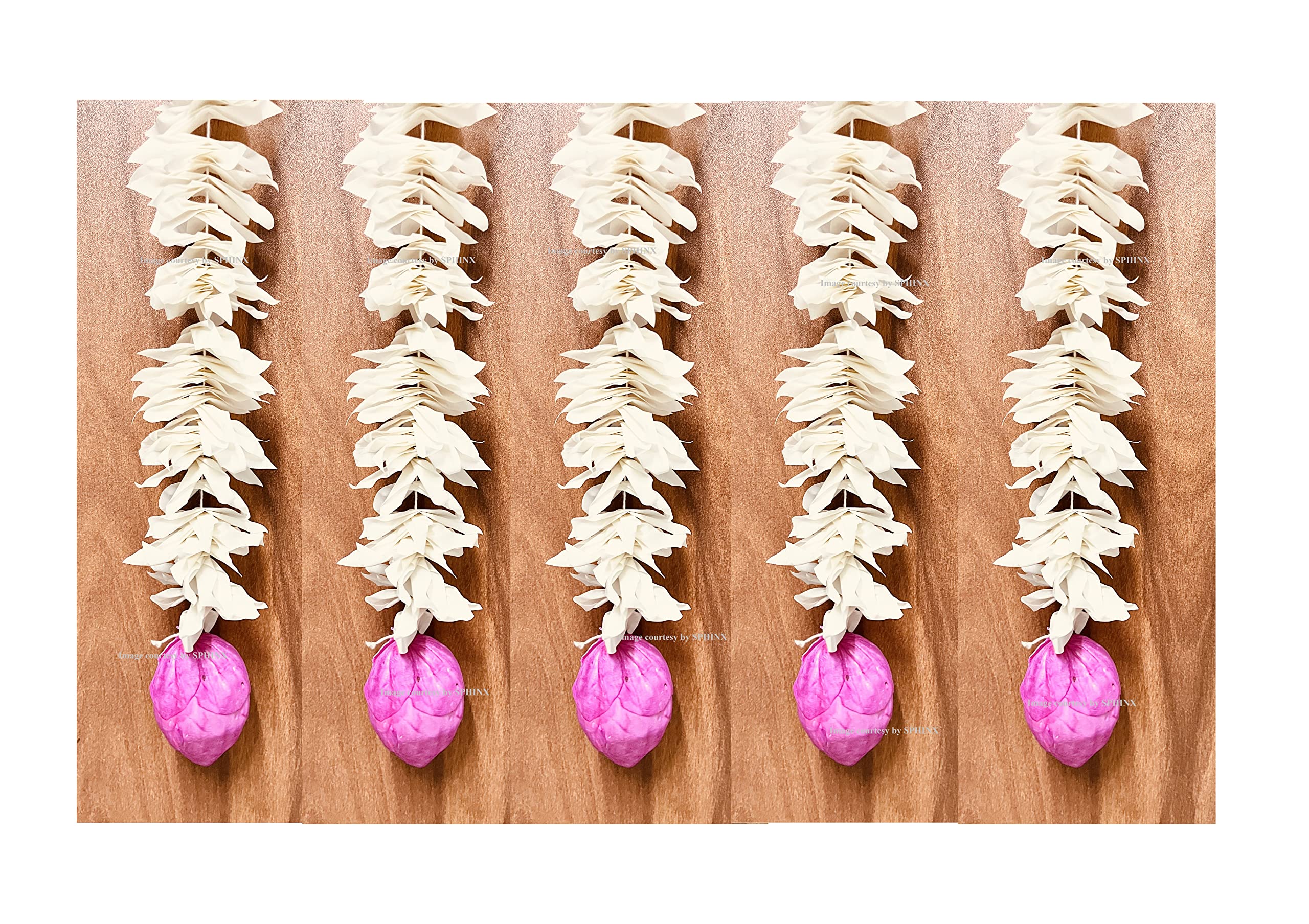 SPHINX Artificial Rajanigandha/Tuberose/Lily and Sola Lotus, Sola Bailey flower Garlands, Lotus hangings for main entrance pooja room decorations (Sola Lotus, Approx 1 ft, 2 Pieces)