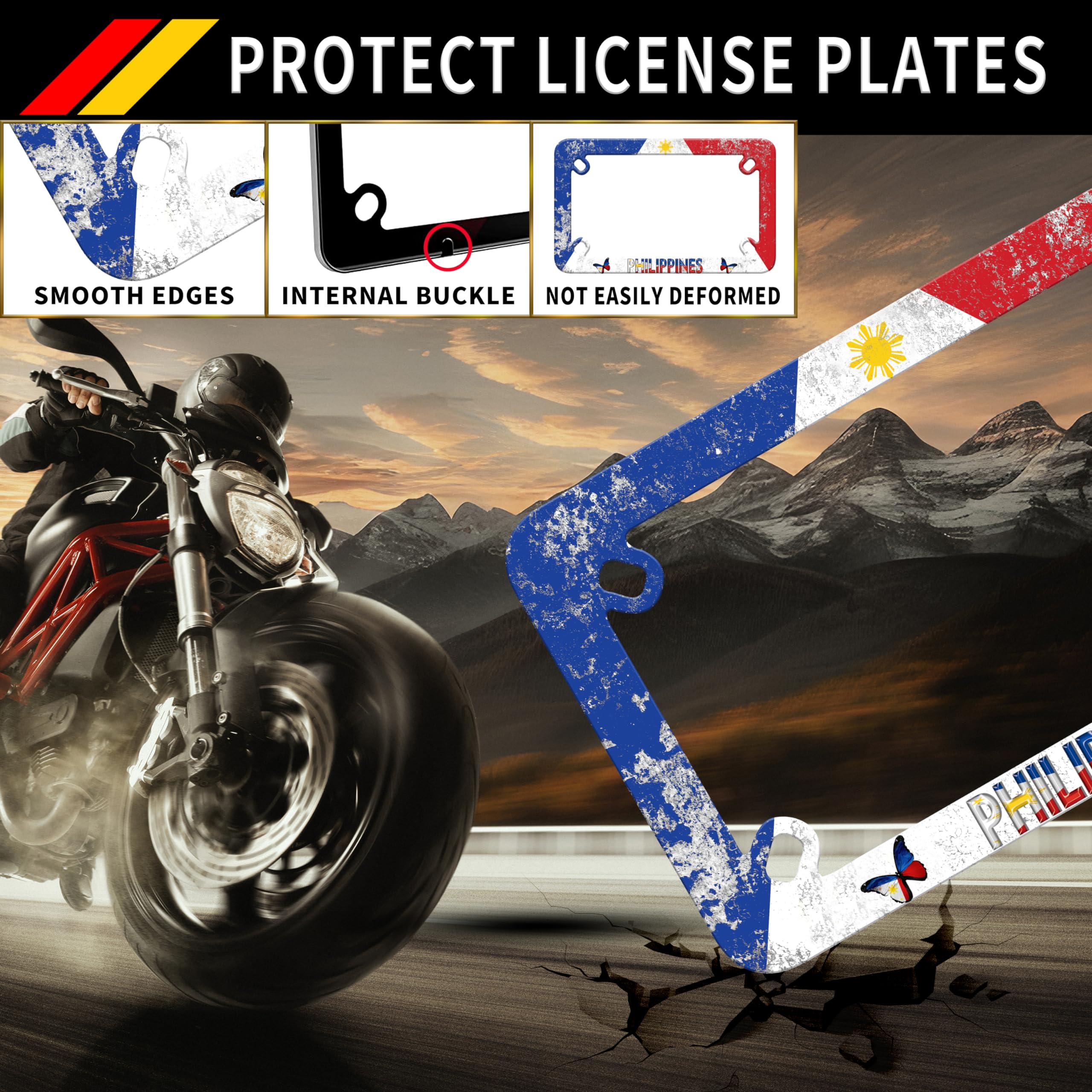 Moon Phases License Plate Frame Mountains Moon License Plate Colroful Stainless Steel Auto Parts Funny License Plate Decoration With Screws Size 12.3 "x 6.3" For Men Women, Frames - Canada - View #2