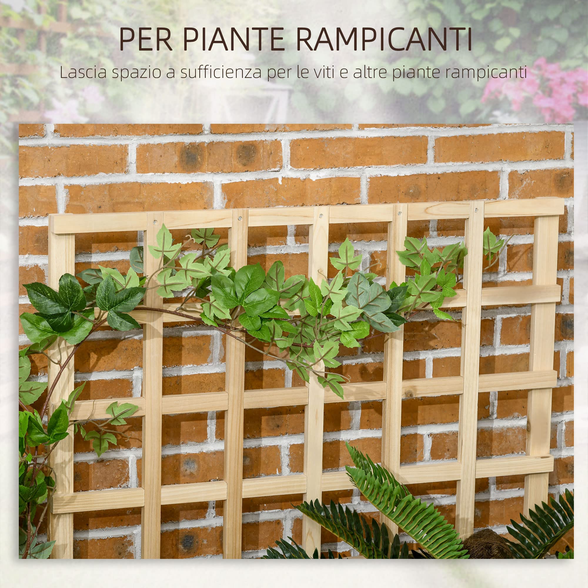 Outsunny Fioriera da Esterno a 3 Livelli con Grigliato in Legno di Abete e Tessuto non Tessuto, 95x95x110 cm, color Legno