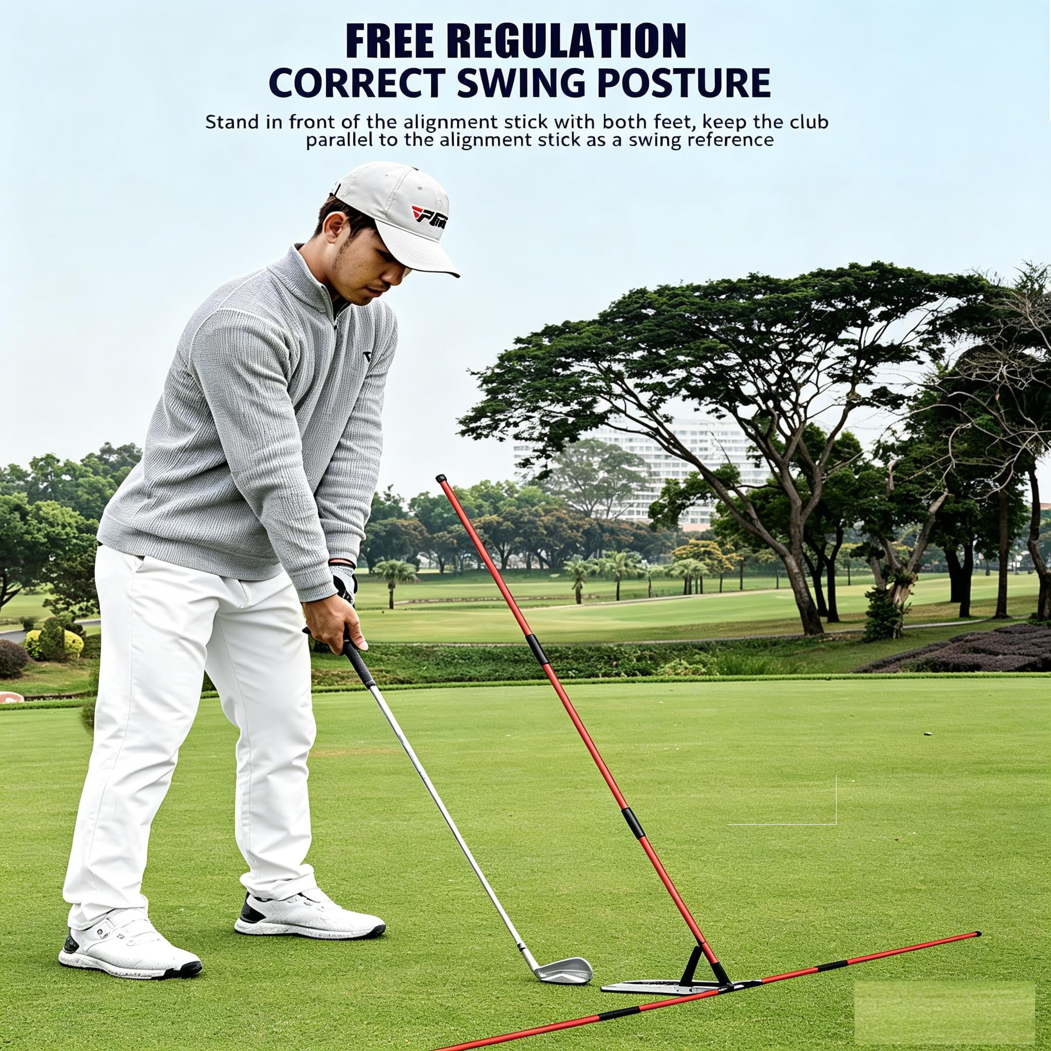 Golf Trainingshilfen Alignment Sticks Set, Verstellbarer Golf Schwungtrainer mit ABS Winkelplatte Glasfaserstäben, Profi Golfzubehör zur Haltungskorrektur für Zuhause Range, Golfzubehör Set