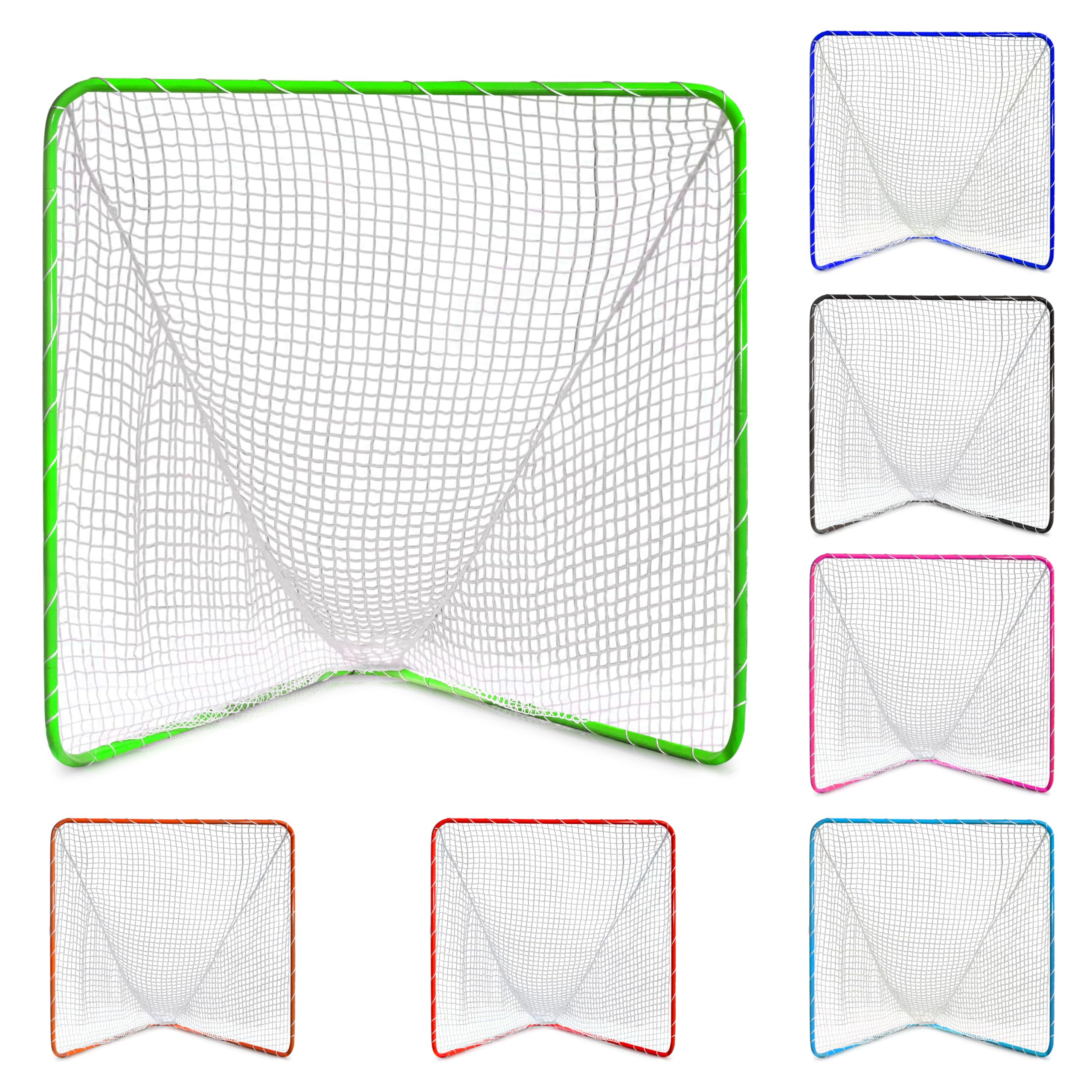Velocity Green Backyard Lacrosse Goal with 4mm White Net - Steel Frame Perfect for Youth and Adult Training