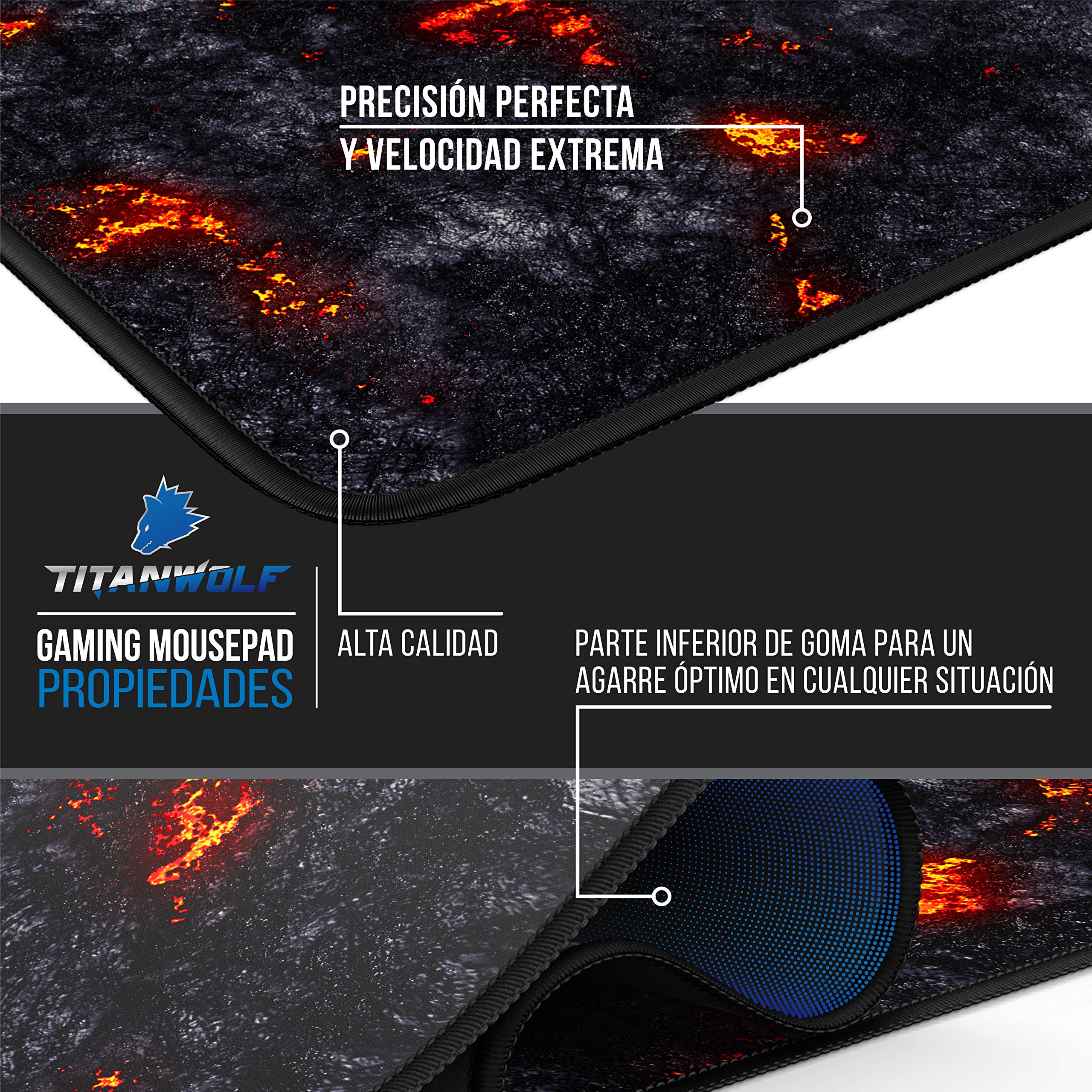 TITANWOLF - Alfombrilla de Ratón de Gran Tamaño 1200x600mm - Mouse Pad Gaming XXXL – para Precisión y Velocidad en Juegos - Antideslizante - Superficie de Tejido - para Ratón y Teclado
