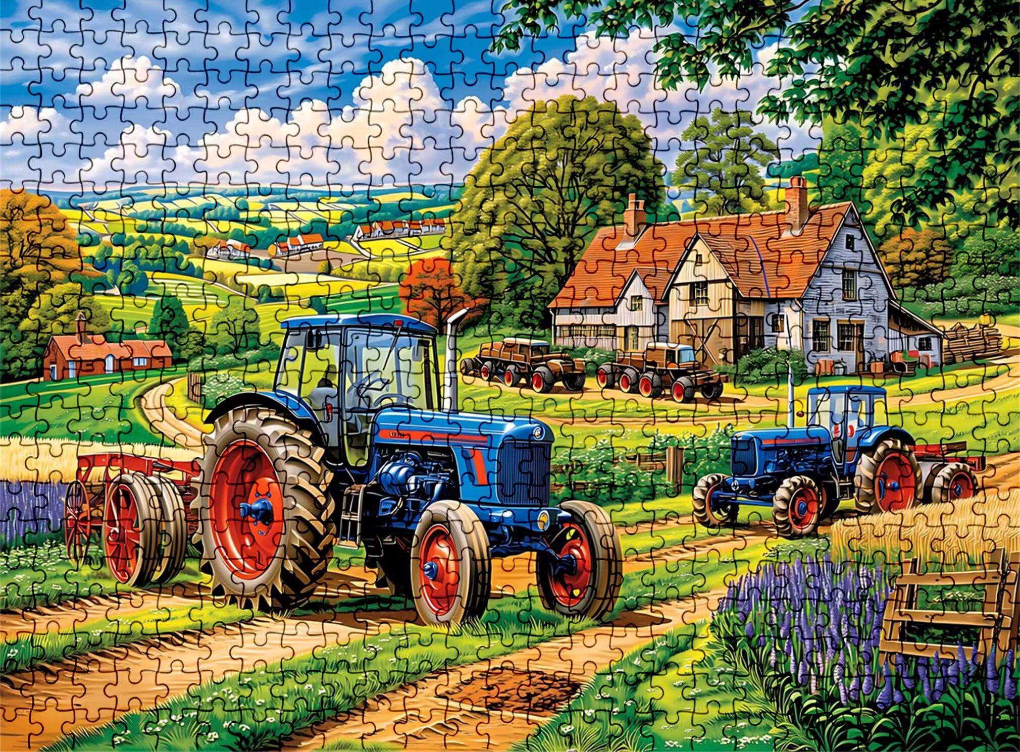 Puzzle 5000 Teile, Holzpuzzle Erwachsene Bauernhof Traktor Impossible Klassische Jigsaw Puzzles 156.5 x 105.5 cm, Familien Spiel, Puzzle Stressabbau Denkspiel, Home Dekor w0-668