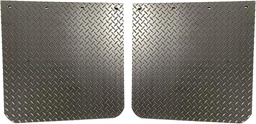 Denco Diamond Plate - Juego de 2 solapas de barro de servicio extremo para semircamiones, 24 x 24 pulgadas