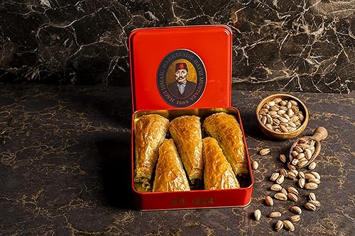 Miniatura 122 de Hafiz Mustafa 1864 Istanbul Baklava - Caja de pastelería - Bocadillos de postre de Baklava horneados hechos de hojas de masa filo fresca, pistacho
