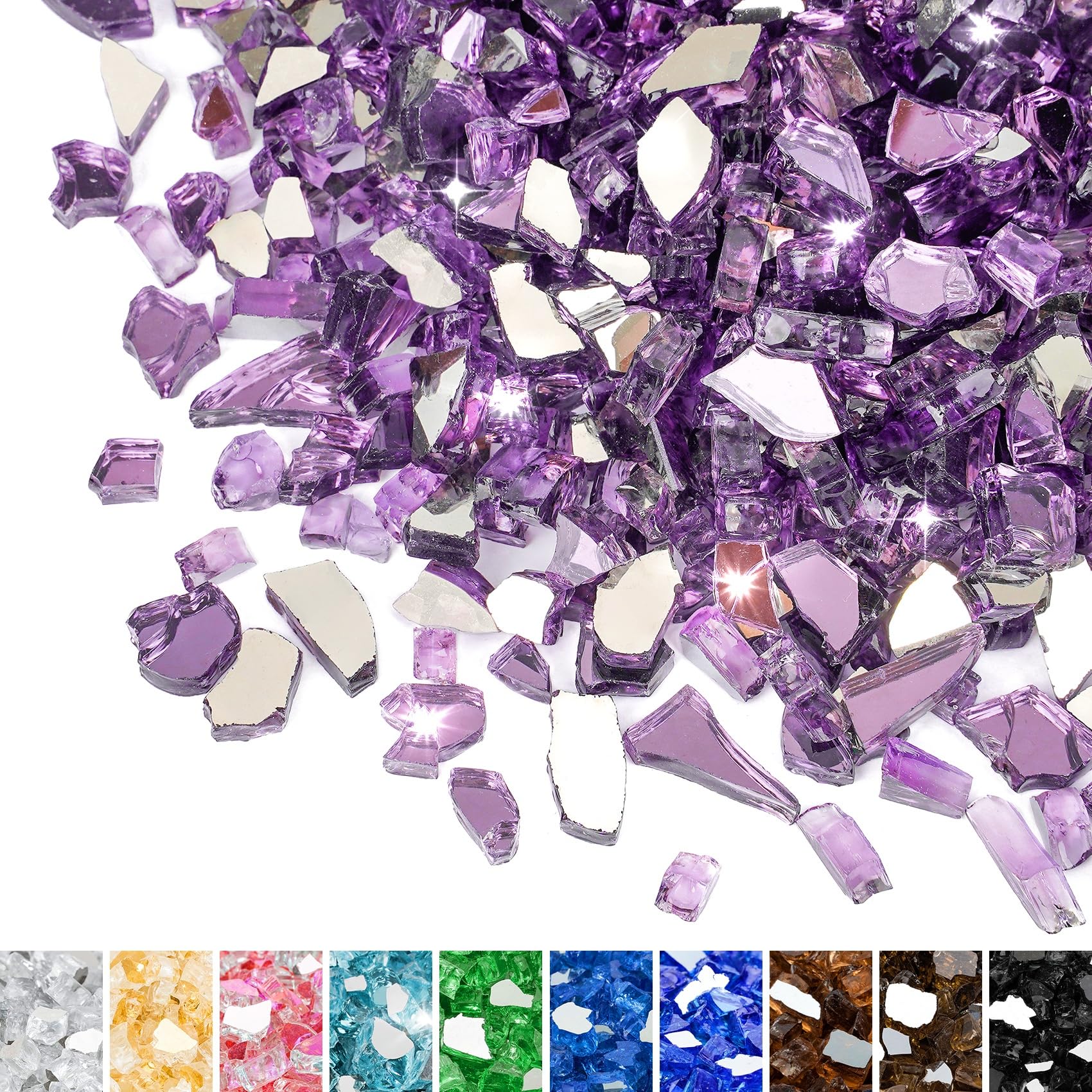 Mr. Fireglass 10 lbs High Luster Fire Pit Glass, 1/2 Inch Reflective Purple