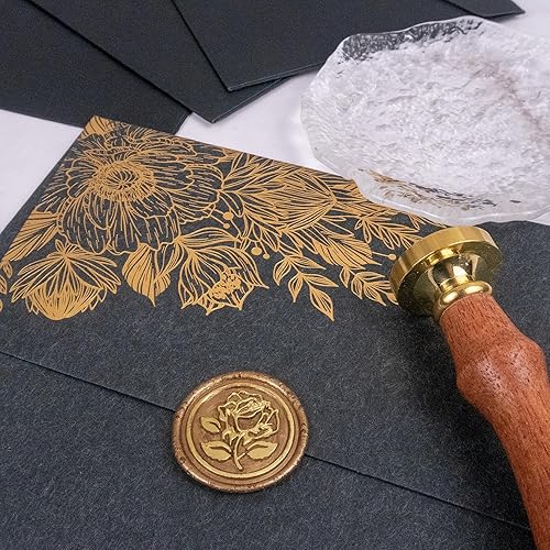 Miniatura 3 de 25 calcomanías de sello de cera de oro y bronce, hechas a mano, sellos de sobre, calcomanías de cera autoadhesivas para invitaciones de fiesta de