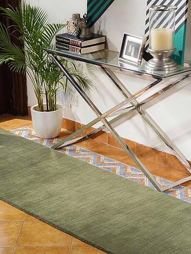 Miniatura 66 de Rugsotic Carpets Alfombra de Área Gabbeh de Lana Anudada a Mano 8'x10' Marrón Sólido L00111 Marrón,Verde,Beige,Azul / Patchwork,Camel,Carbón