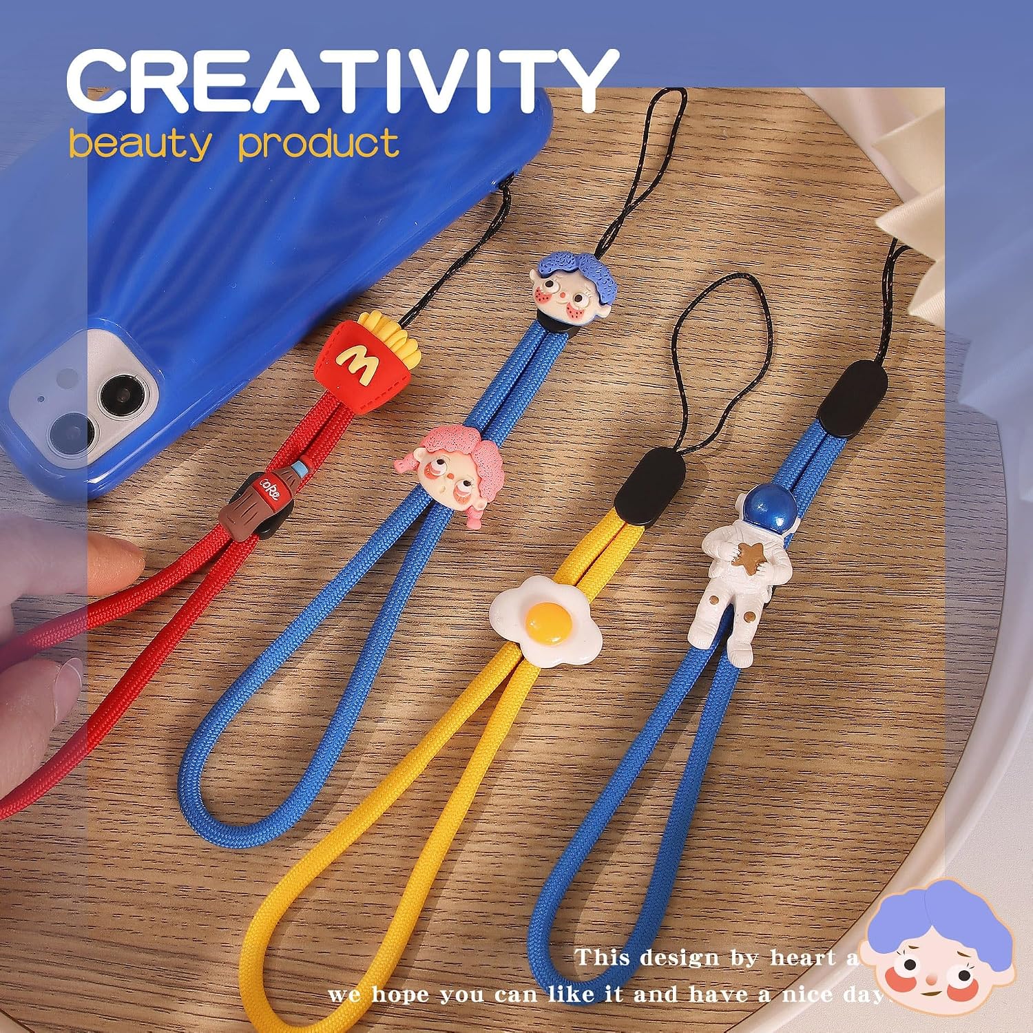 Phone Charm Wrist Strap Nylon Wristlet Lanyards Cute Cartoons image 2
