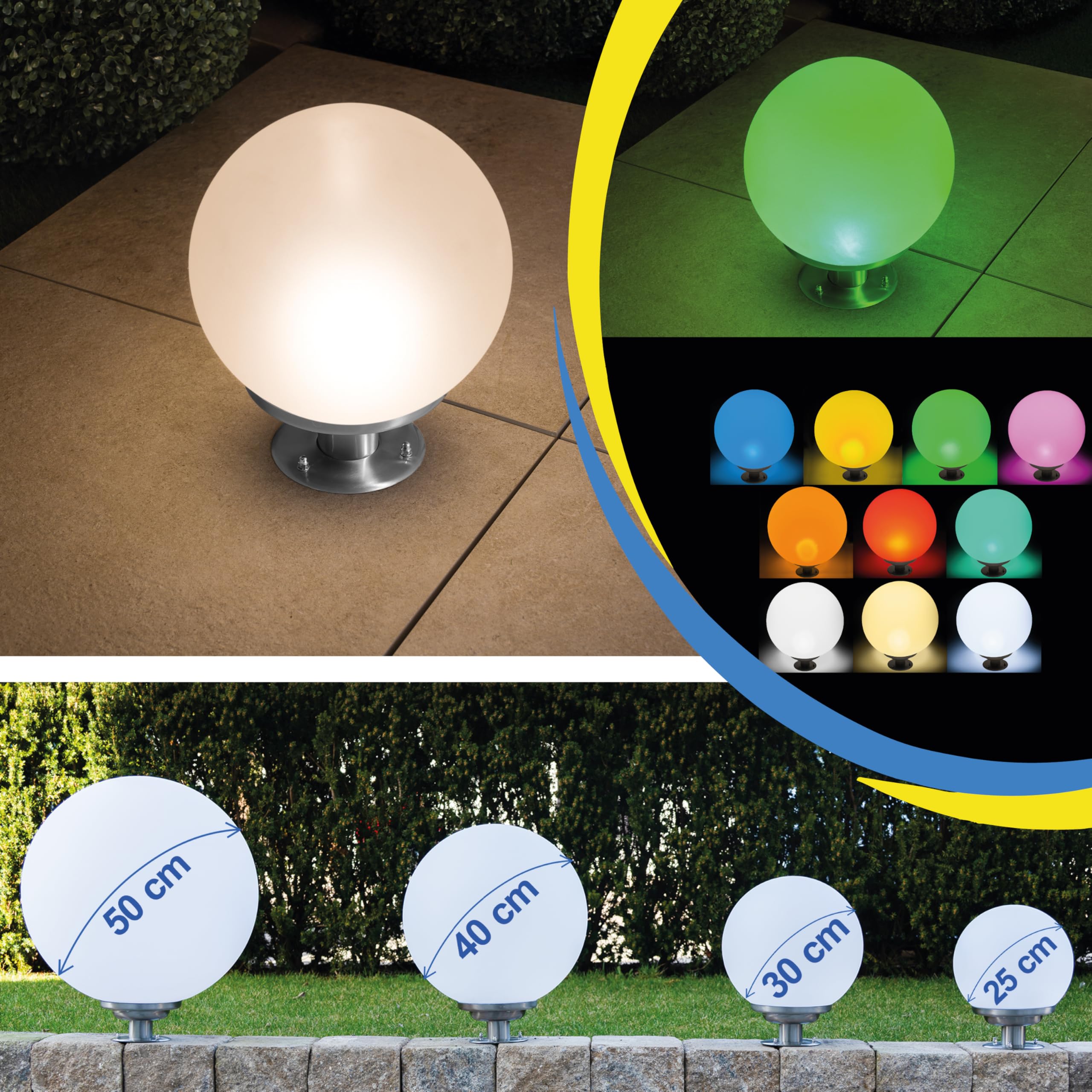 Esotec Solar Leuchtkugel Solarkugel Garten Liana 25 Edelstahlfuß 102662