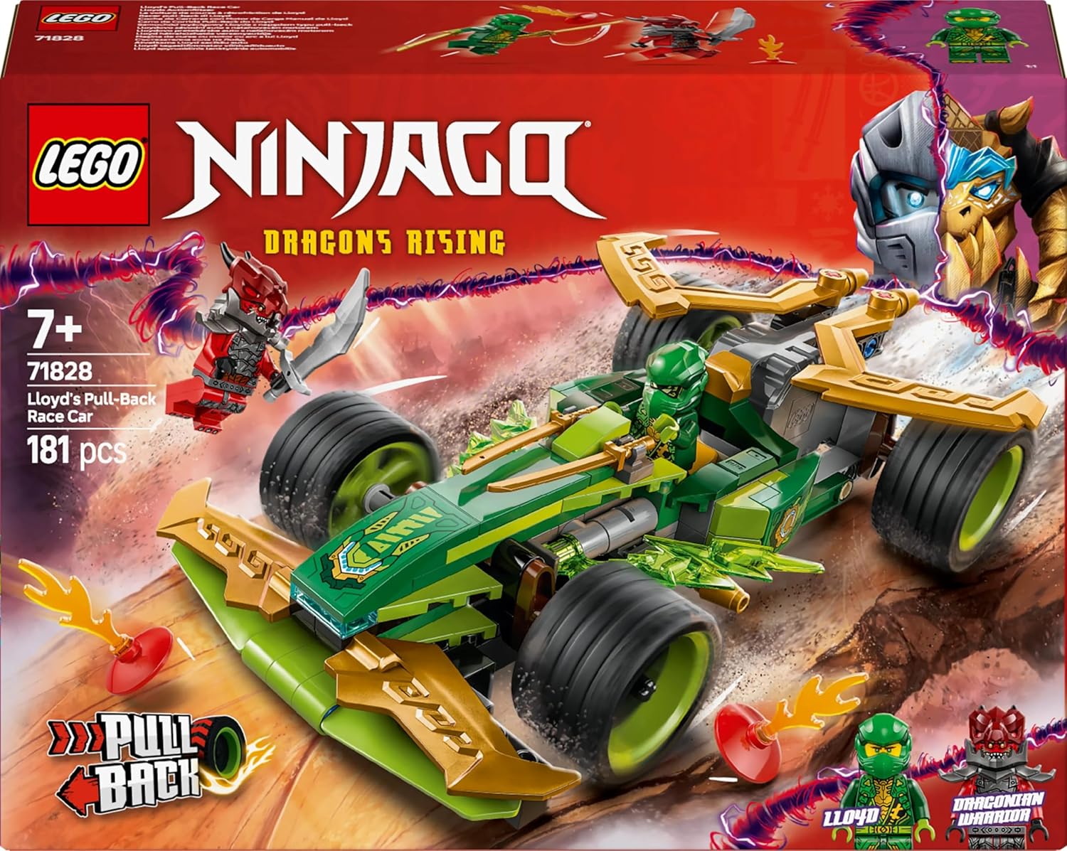 LEGO 71828 Ninjago Lloyd's Pull Back Race Car, Toy, Birthday, Present, Blocks, Boys, Girls, Children, 7, 8, 9 Years, Elementary School Students, Vehicles, Mini Car, Competition Robot