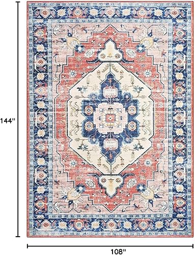 Miniatura 158 de COZYLOOM Alfombra de área de 2 x 6 pies, tribal, envejecida, para entrada, medallón vintage, alfombra para interiores, alfombra de pelo bajo, suave