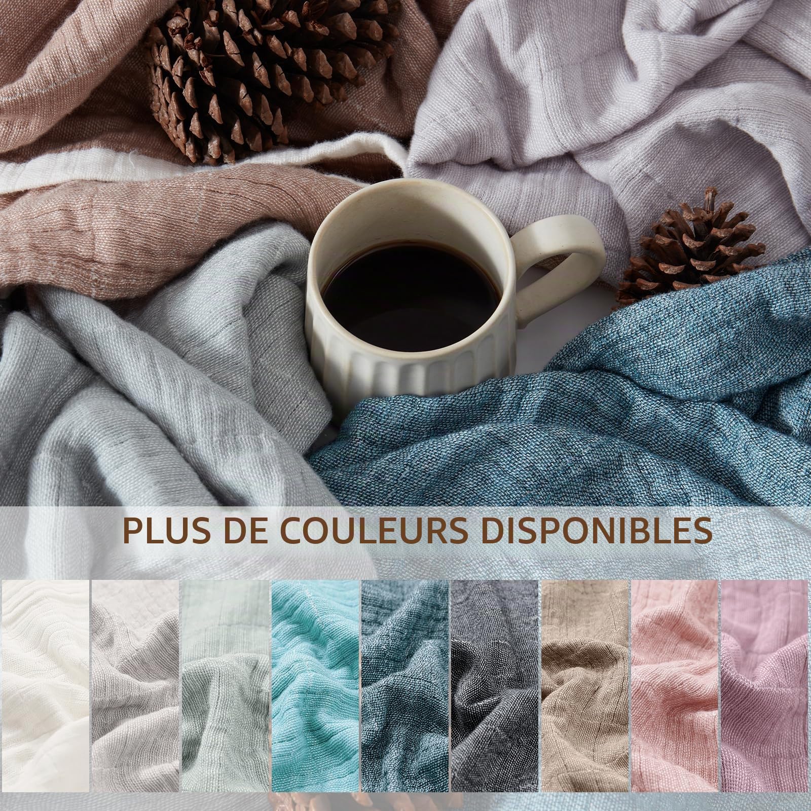 SofTexly Couverture en Mousseline de Coton 230x260 cm pour Canapé et Lit - Légère et Confortable pour Toute Saison, Bleu