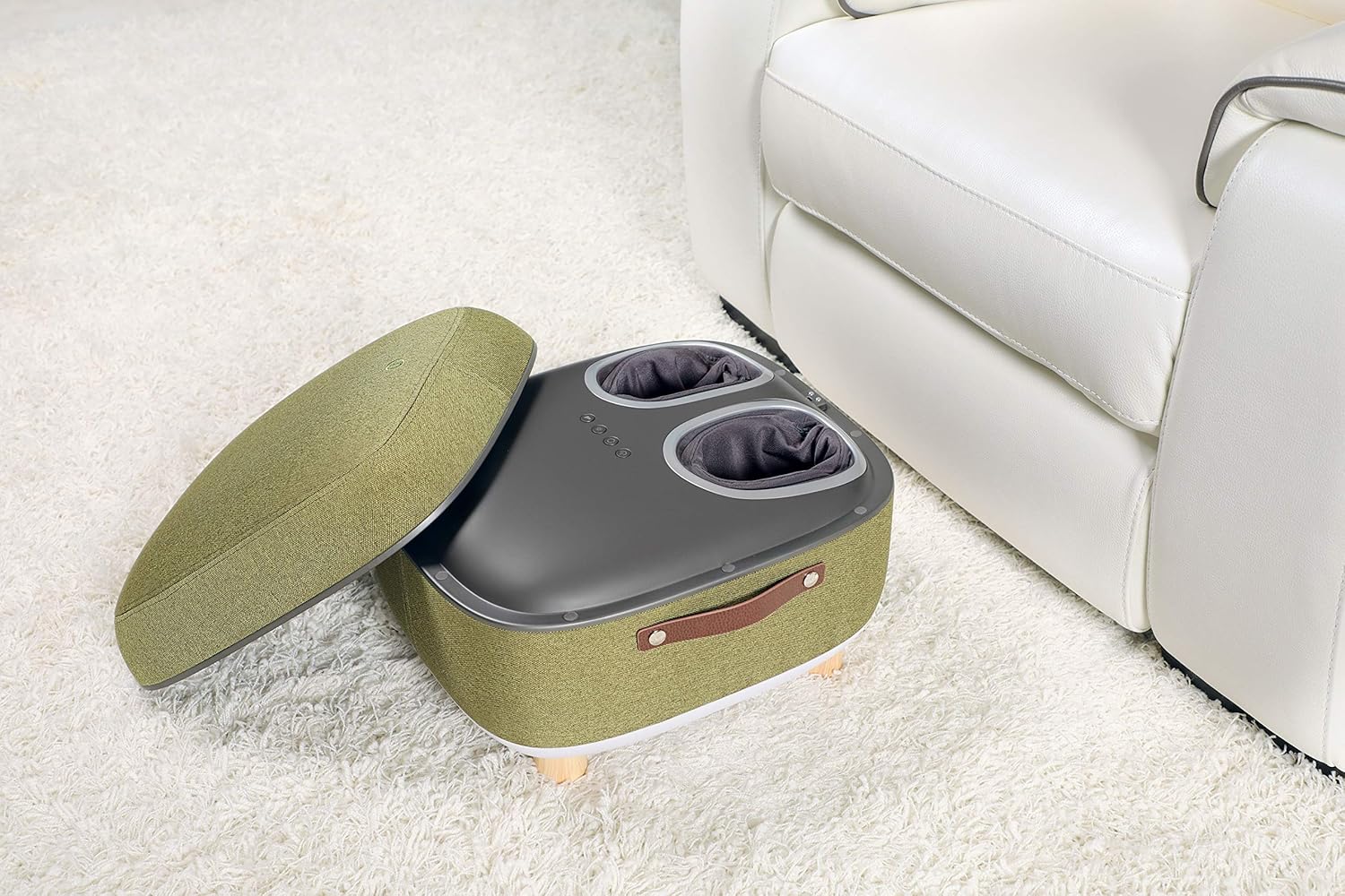 OTO Q Seat QS-88 Foot Massager with lid open, showing foot massage compartments