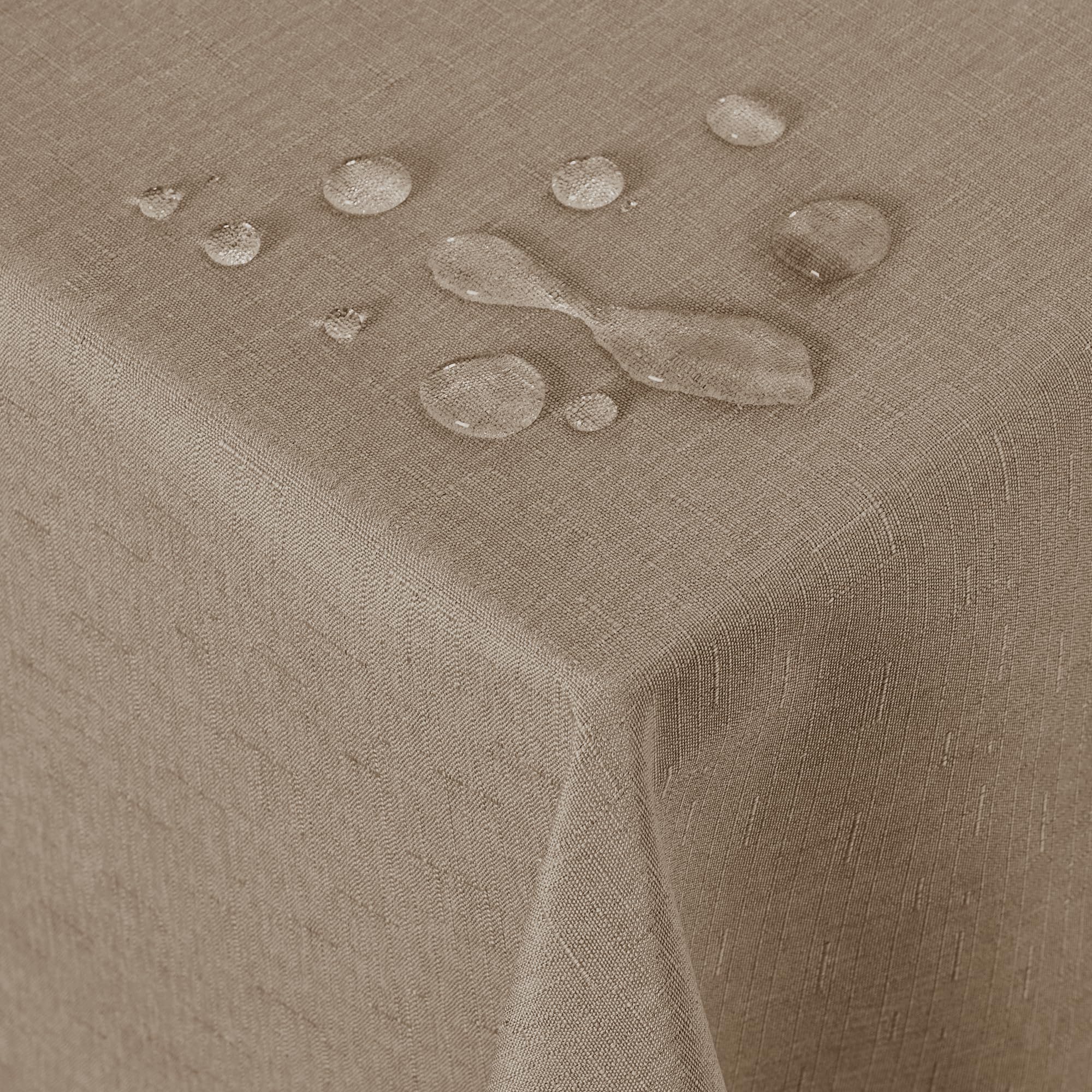 Deconovo Tischdecke Wasserabweisend Tischdecke Lotuseffekt Tischtuch Leinenoptik 140x200 cm Taupe