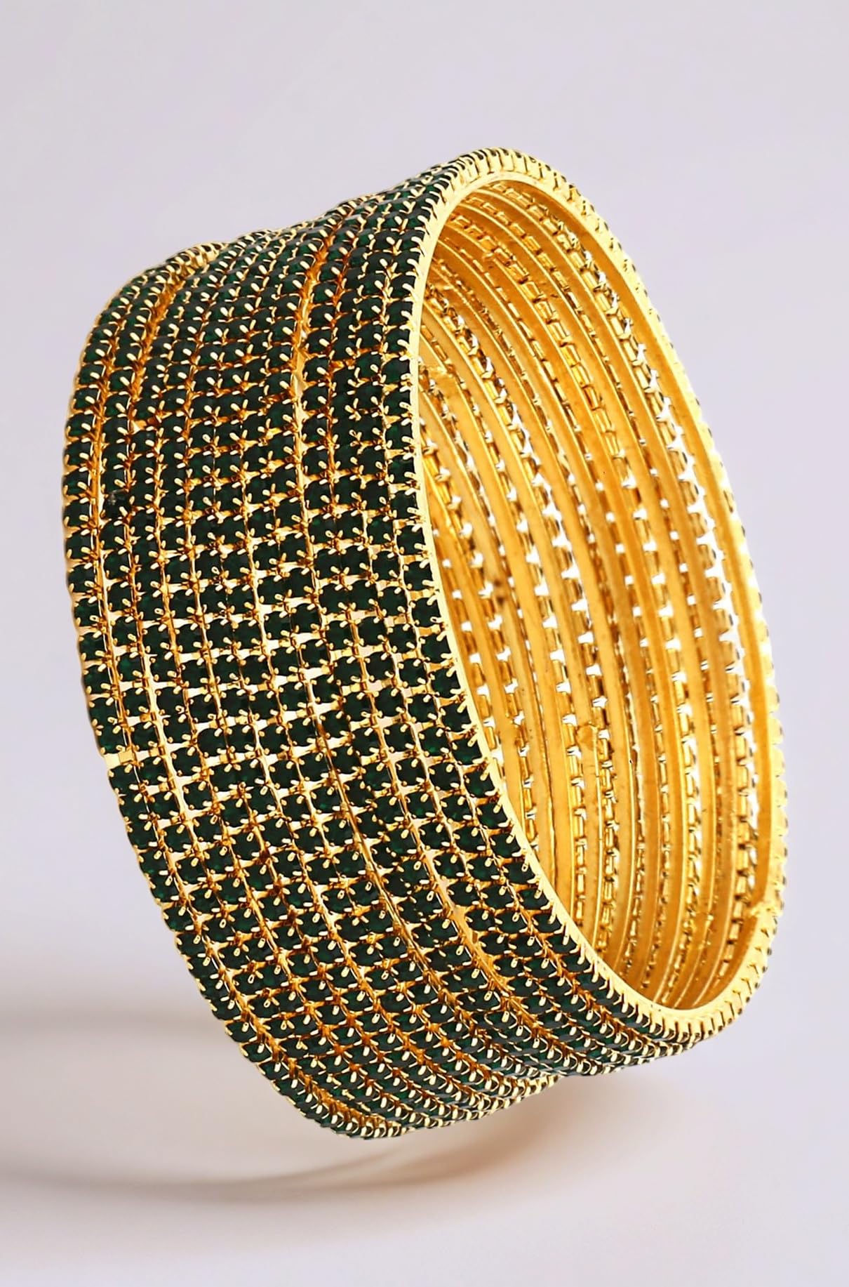 Shining Diva Fashion Set of 12 Latest Traditional Design Gold Plated Stone Bangle for Women