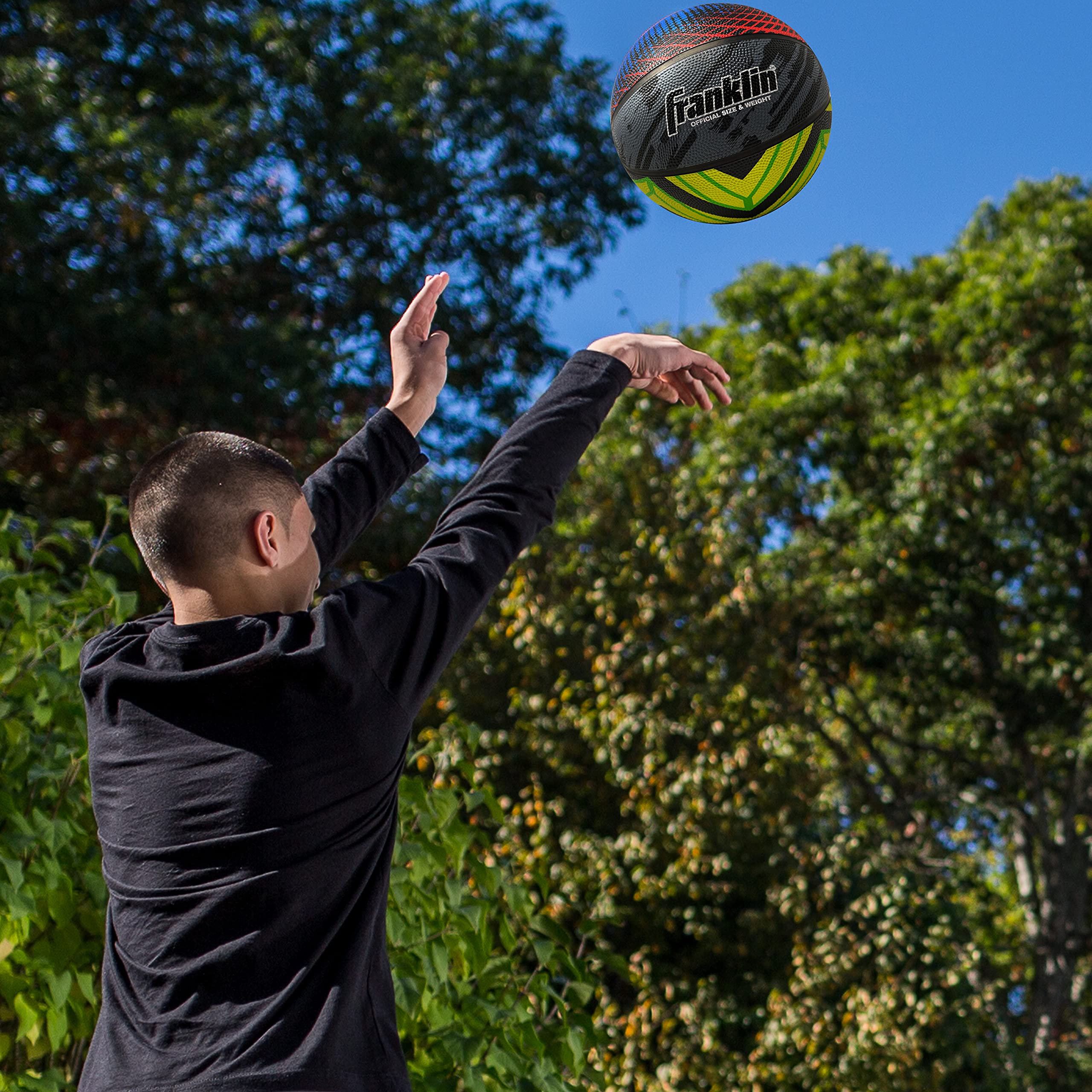 Franklin Sports Mystic Basketball - Official Size Basketball - Indoor + Outdoor Ball - 29.5" Men's Rubber Ball - Air Pump Included