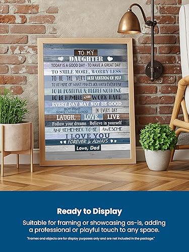 Miniatura 4 de AMERICAN LUXURY GIFTS Arte de pared tipográfico moderno con texto en inglés "To My Daughter I Love You From Dad" (To My Daughter I Love You From