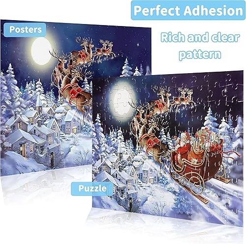 Miniatura 5 de Rompecabezas de 100 piezas para niños, rompecabezas de Navidad de trineo de Papá Noel, rompecabezas para niños de 4 a 8 a 10 años, rompecabezas de