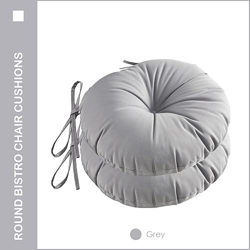 Miniatura 2 de Cojines redondos para sillas de estilo bistro para exteriores, cojines de asiento redondos de 15 pulgadas con lazos para sillas de patio al aire