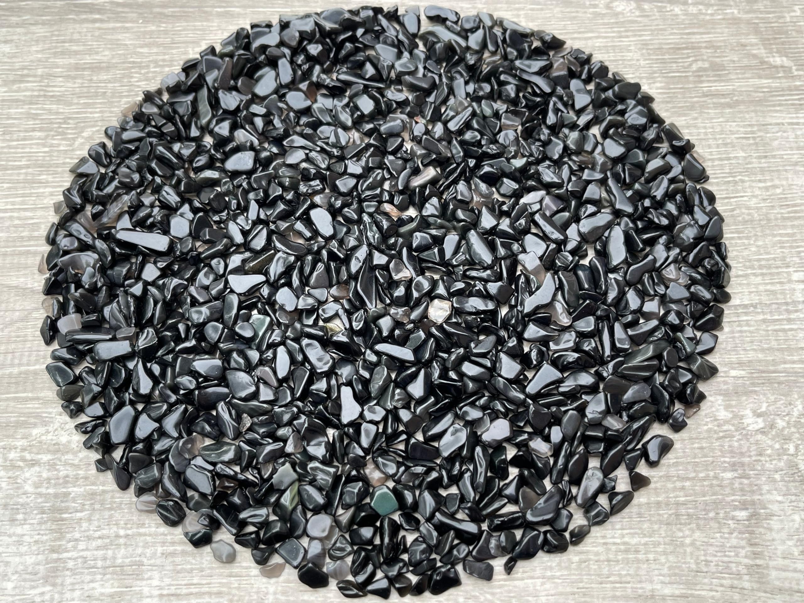 GAF TREASURES 2 oz Lot Natural Rainbow Obsidian Semi Tumbled Gemstone Chips, Crushed Mini Crystals, Undrilled Crystal Chips (Rainbow Obsidian)