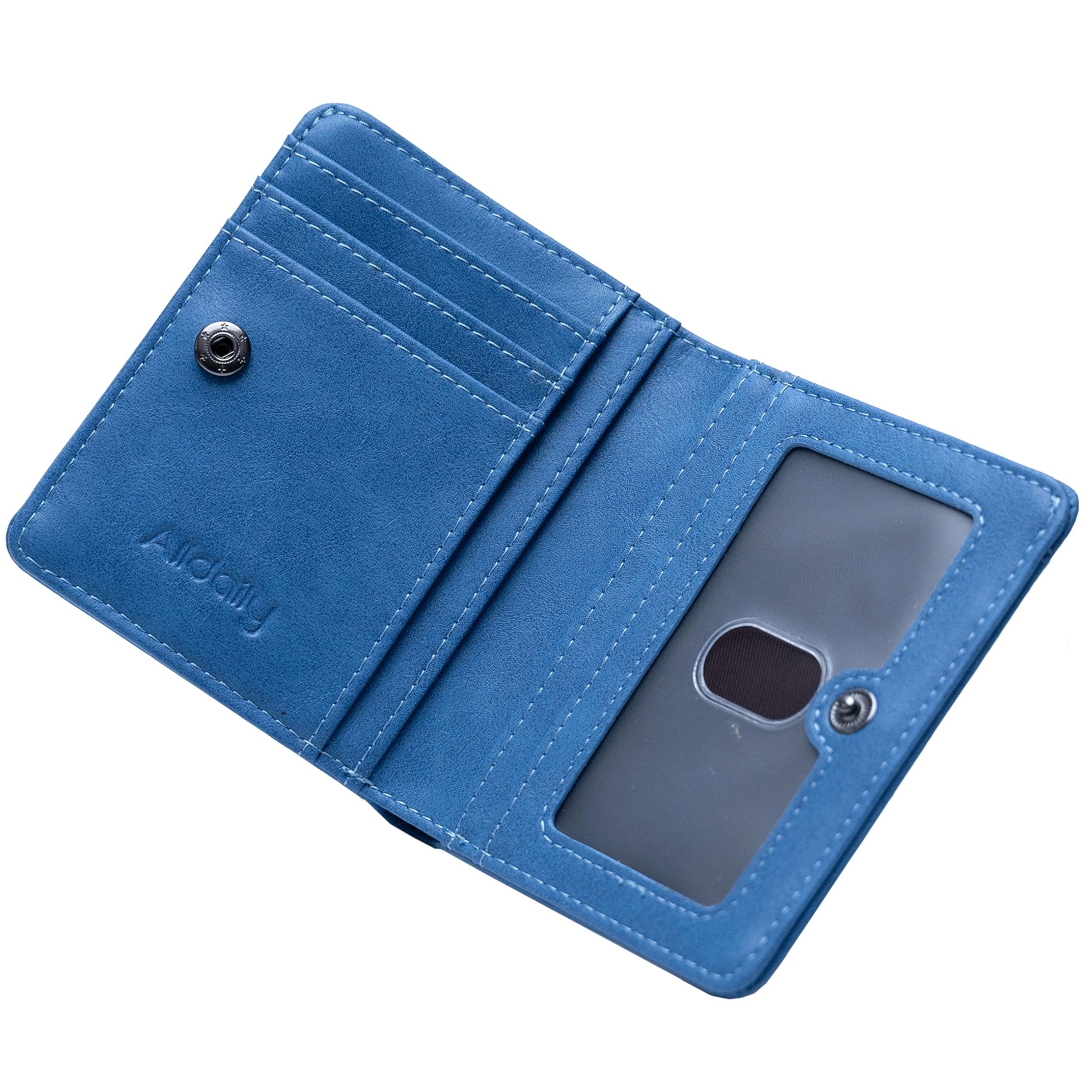 Alldaily Small RFID Wallet for Women Slim Compact Bifold Pocket Ladies Travel Mini Purse (Blue)