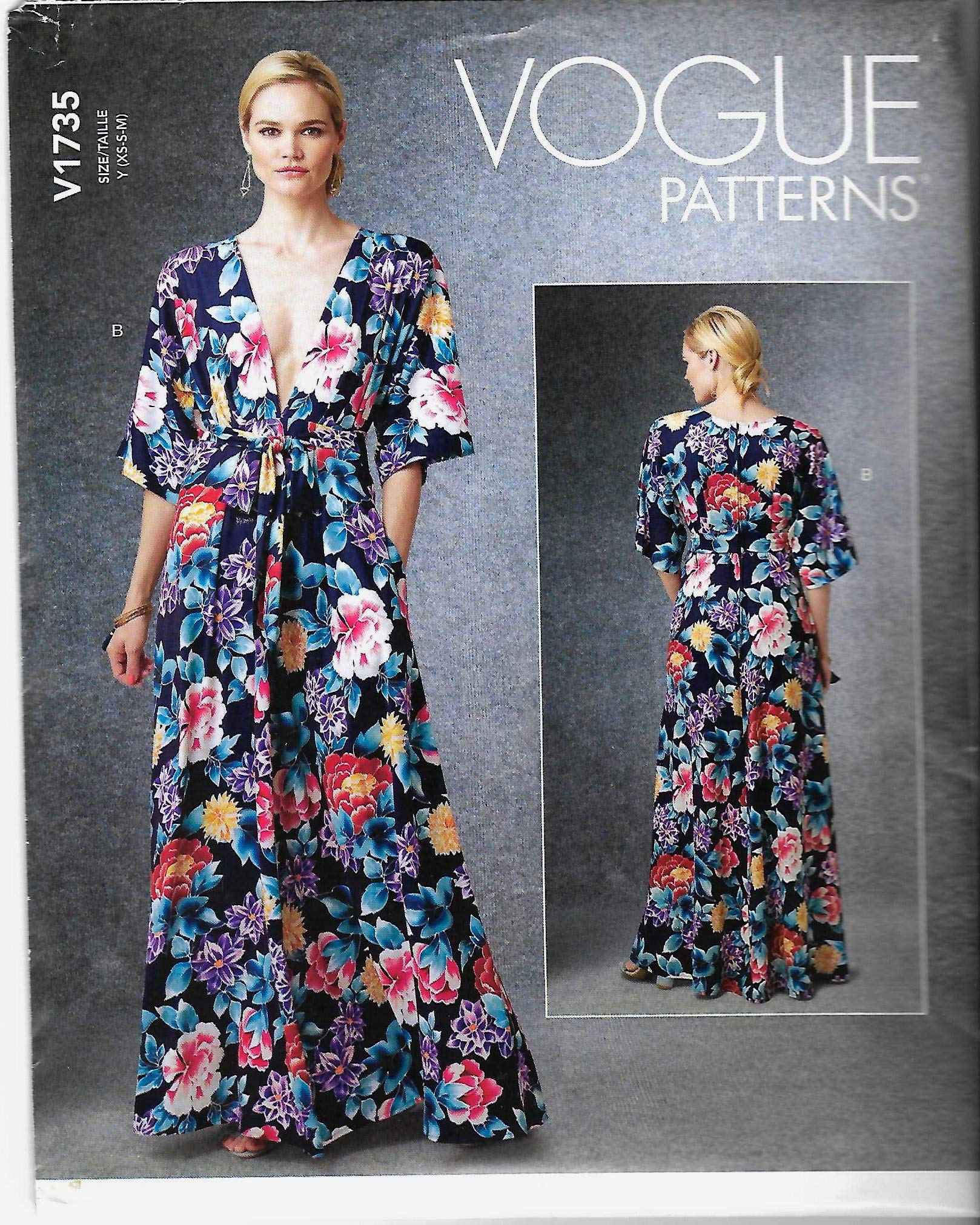 Vogue PatternsV1735Y Misses Dress, White, Y (XS-S-M)