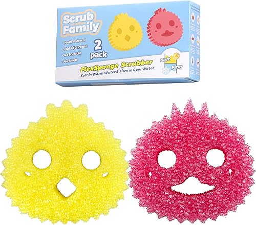 Juego de esponja funcional  Esponja médica diaria Daddy Mommy, cara feliz sonriente, firme en frío y suave en cálido, sin arañazos, sin olor, 2