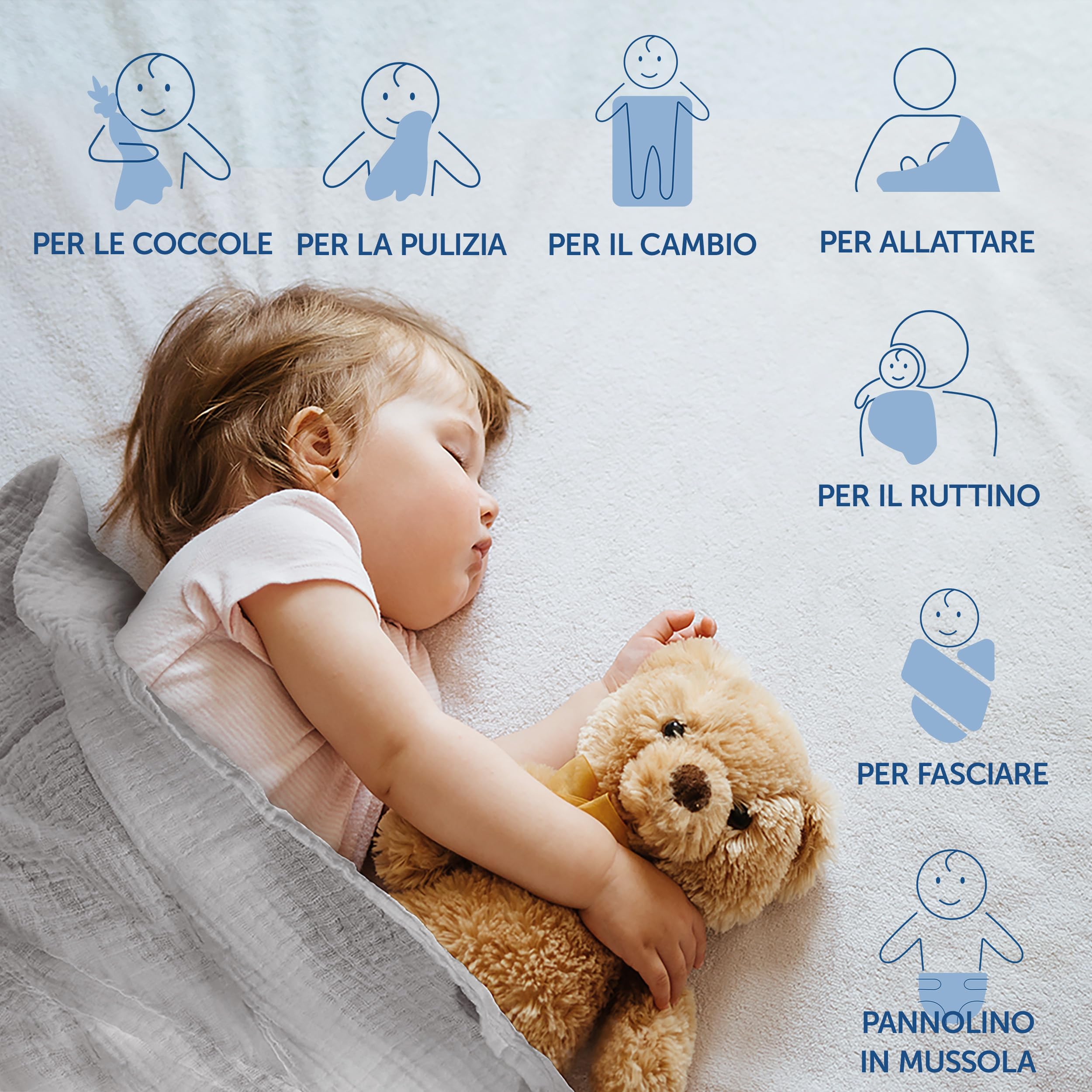 Teli Mussola Neonato 70x70 cm 4 Pezzi Oeko-Tex Standard 100 Stelle Grigio