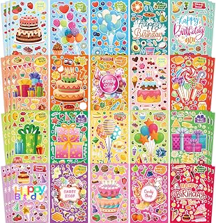 HORIECHALY Scratch and Sniff Stickers,60 Sheets of Happy Birthday Scented Stickers for Kids,Students,Teachers,Smelly Stickers as Reward Gift.Small Large Stickers for Birthday Party,Christmas Gift.