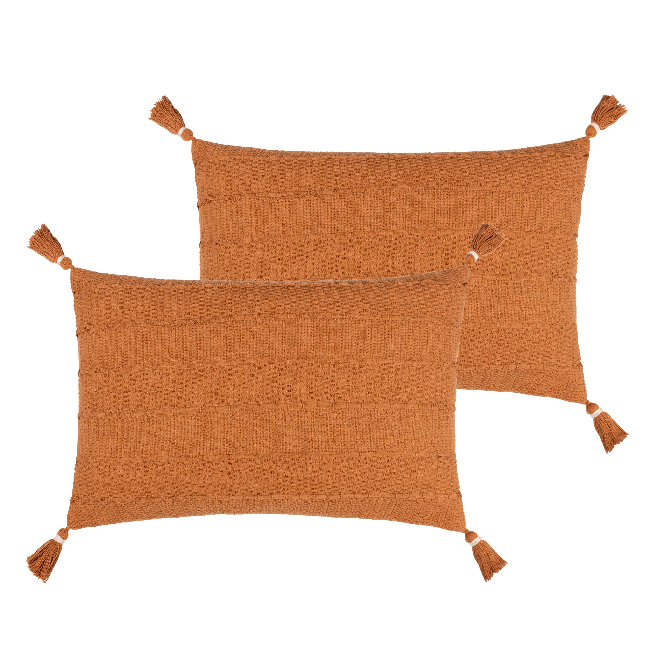 Yard Caliche Textured Tasselled Feather Filled Cushion - Twin Pack