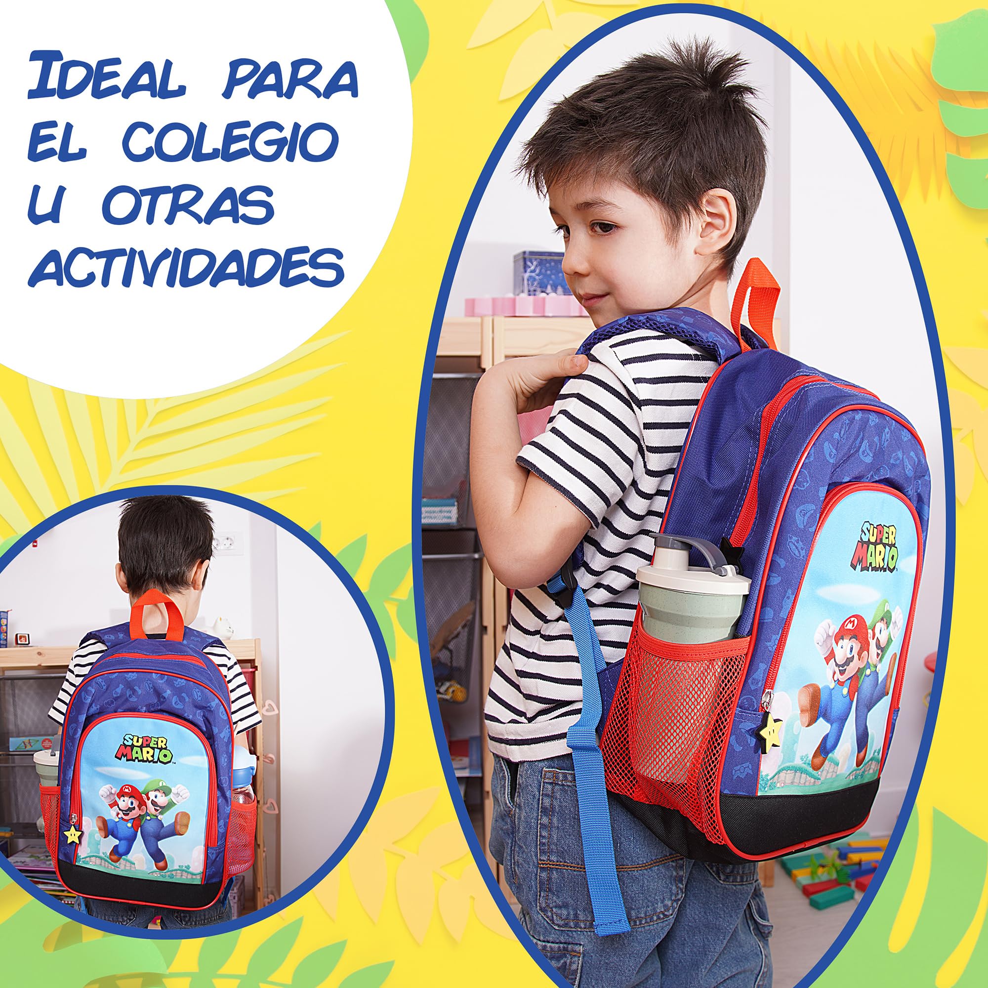 Super Mario Bros. - Mochila Mario - Mochila Escolar para Niño y Niña - Mochilas - Idea de Regalo
