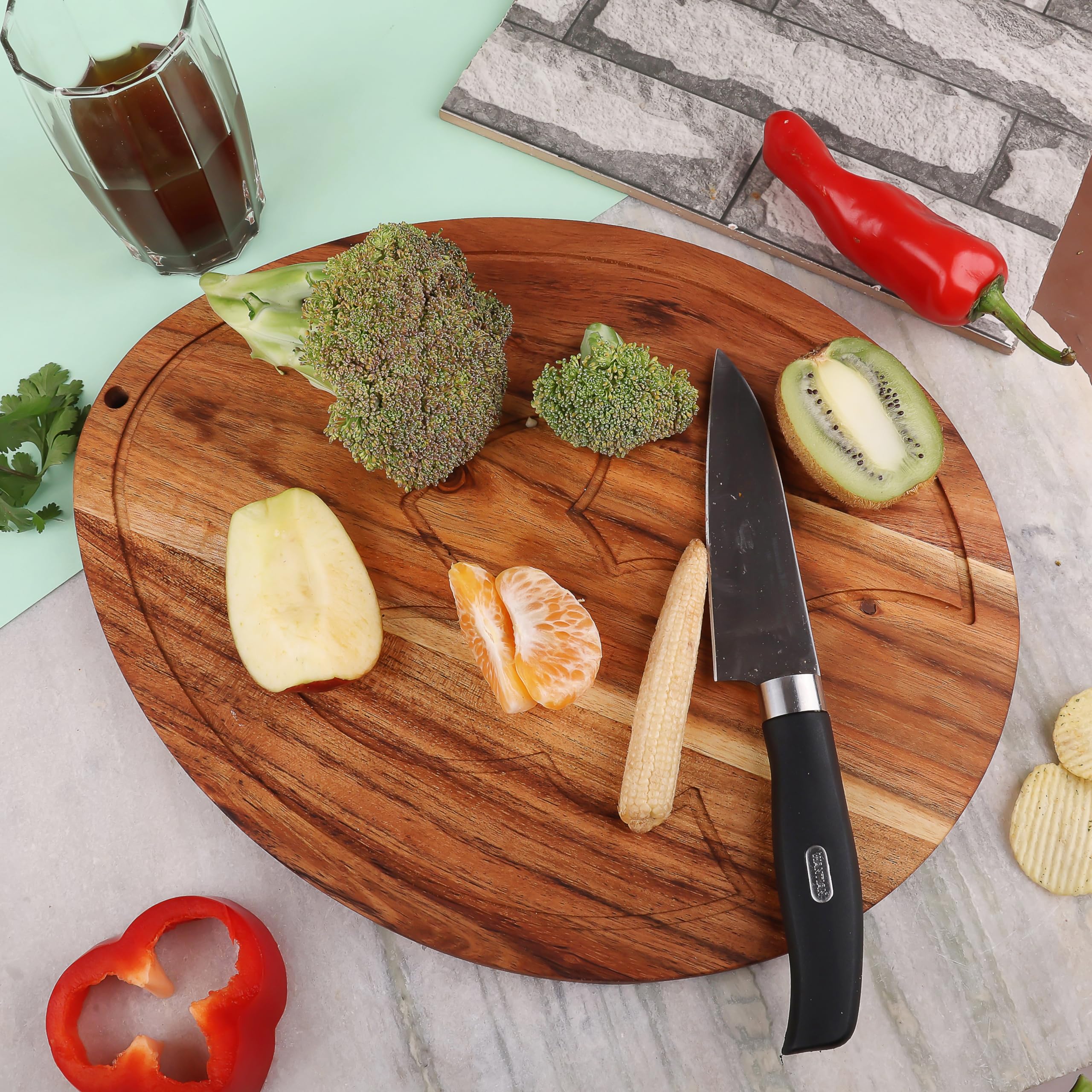 Amazon.co.jp: WOODLERY 卵型木製サービングボード キッチン用