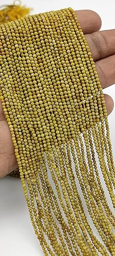 "Hanumat Gems" - Lote de 5 hebras de jaspe amarillo natural, cuentas facetadas de jaspe, cuentas facetadas de jaspe, cuentas de jaspe rondelle,