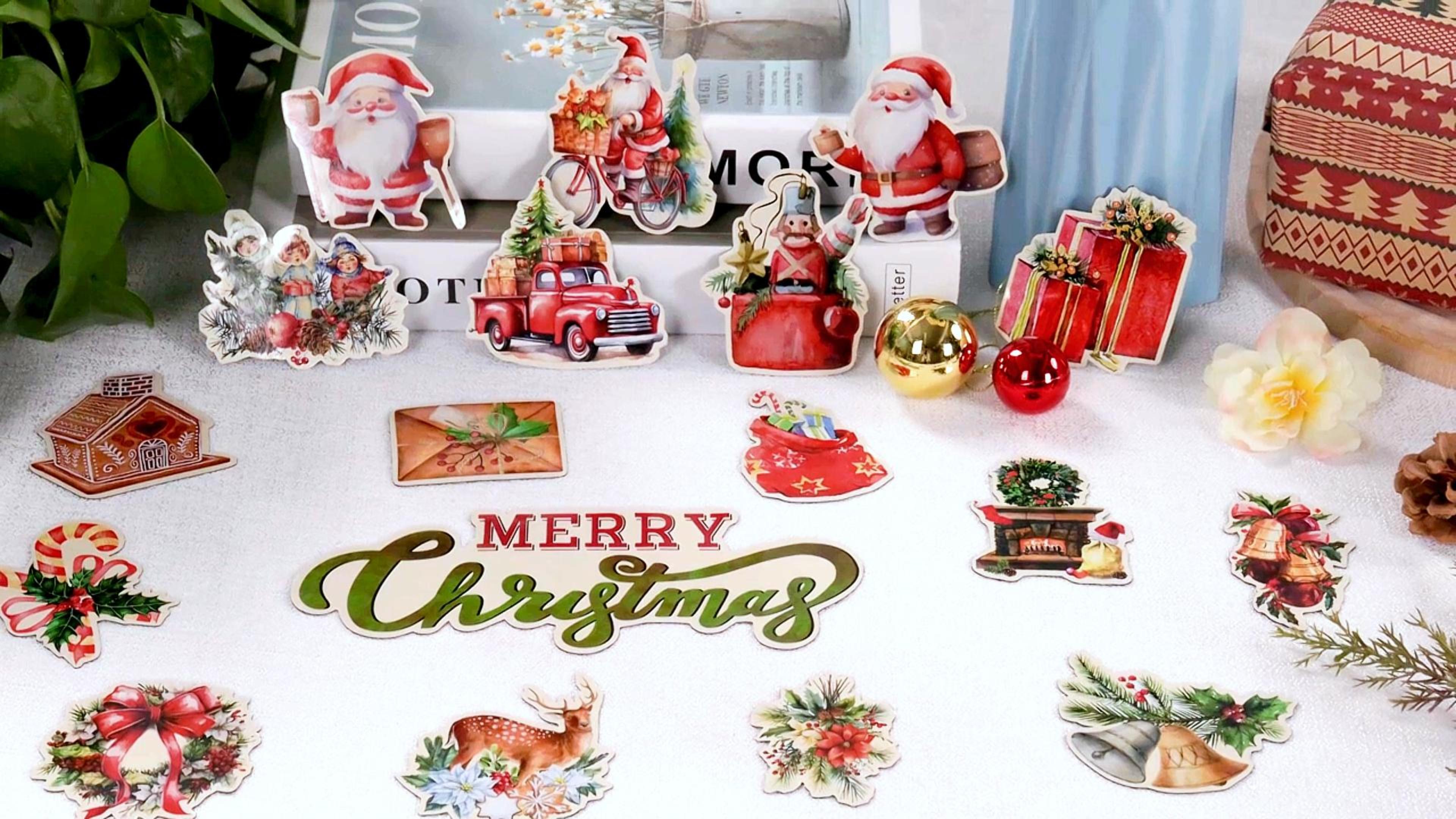 16 Pcs Christmas Car Magnets Set - Holiday Decor For Car, Fridge & Garage | Snowman Santa Reindeer Xmas Stickers