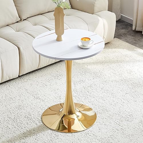 Miniatura 23 de Mesa de comedor redonda para espacios pequeños, mesas de tulipanes de 32 pulgadas con base de pedestal de metal, mesa de bistró para 2/3/4 personas